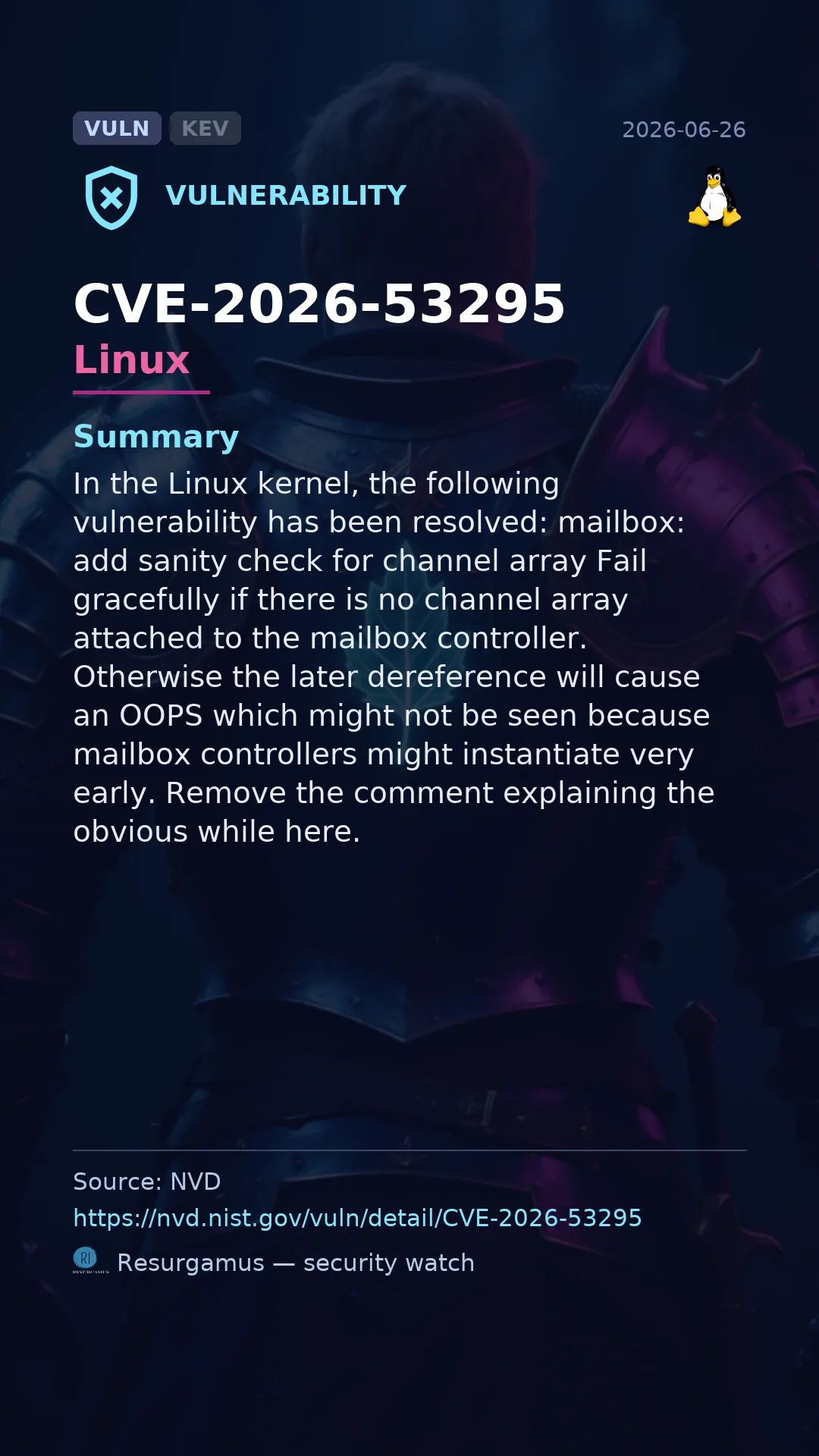 CVE-2026-53295 Linux Vulnerability