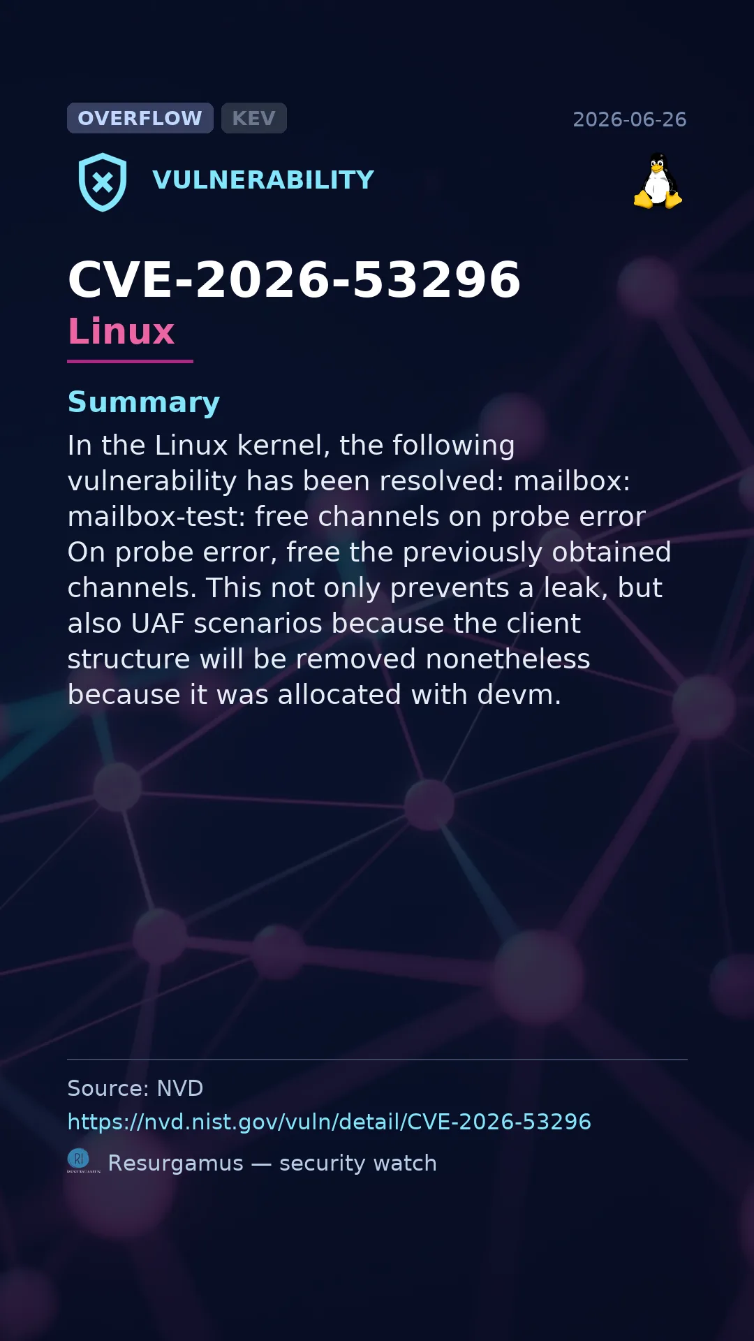 CVE-2026-53296 Linux Vulnerability