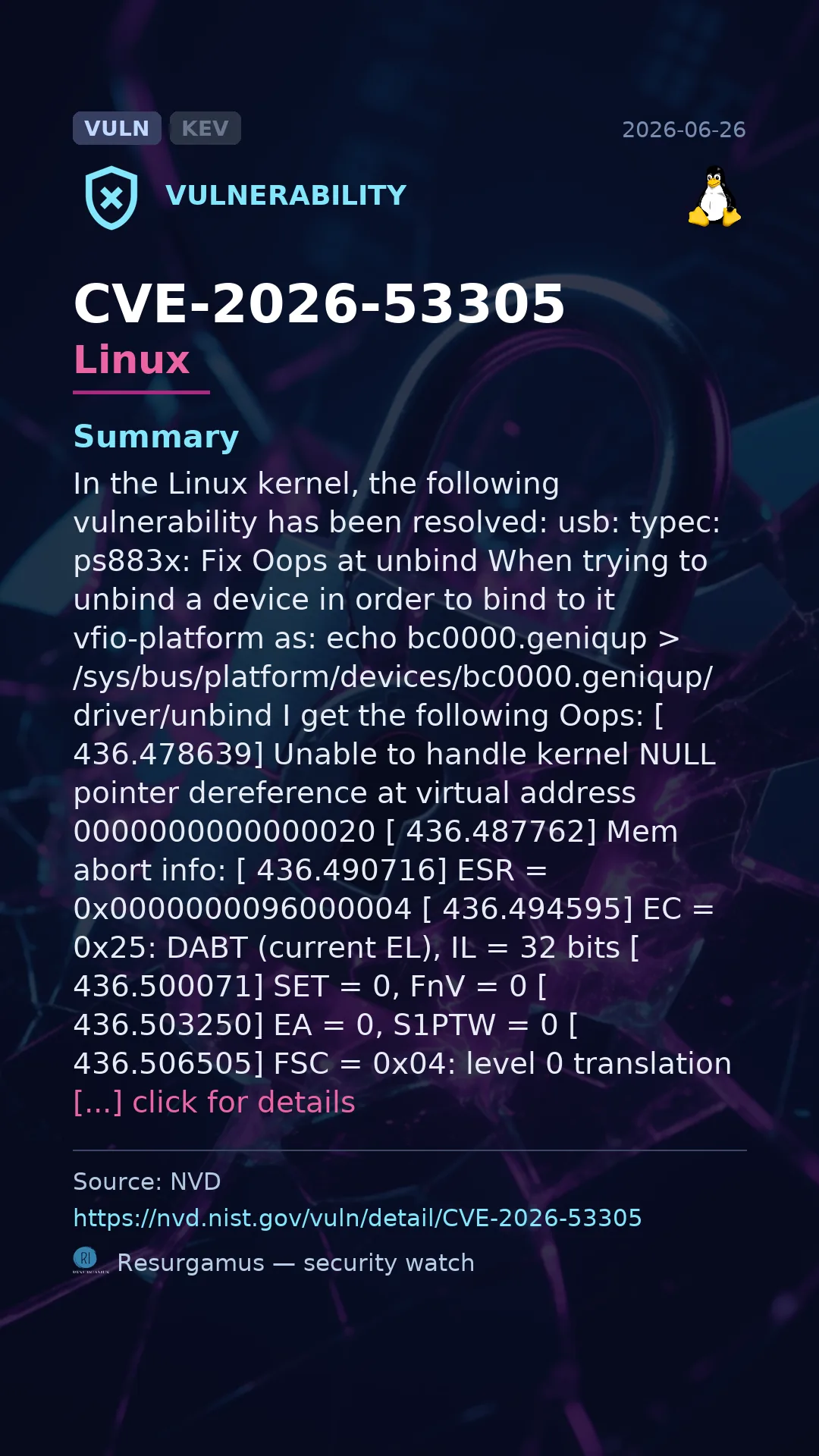CVE-2026-53305 Linux Vulnerability