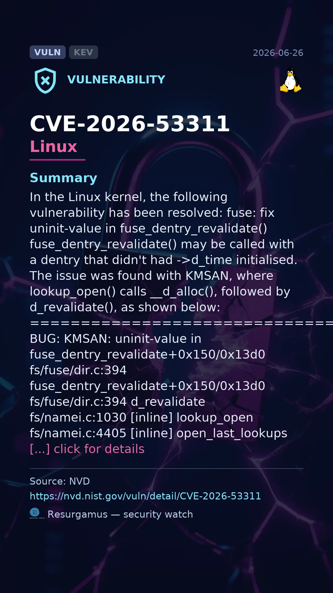 CVE-2026-53311 Linux Vulnerability