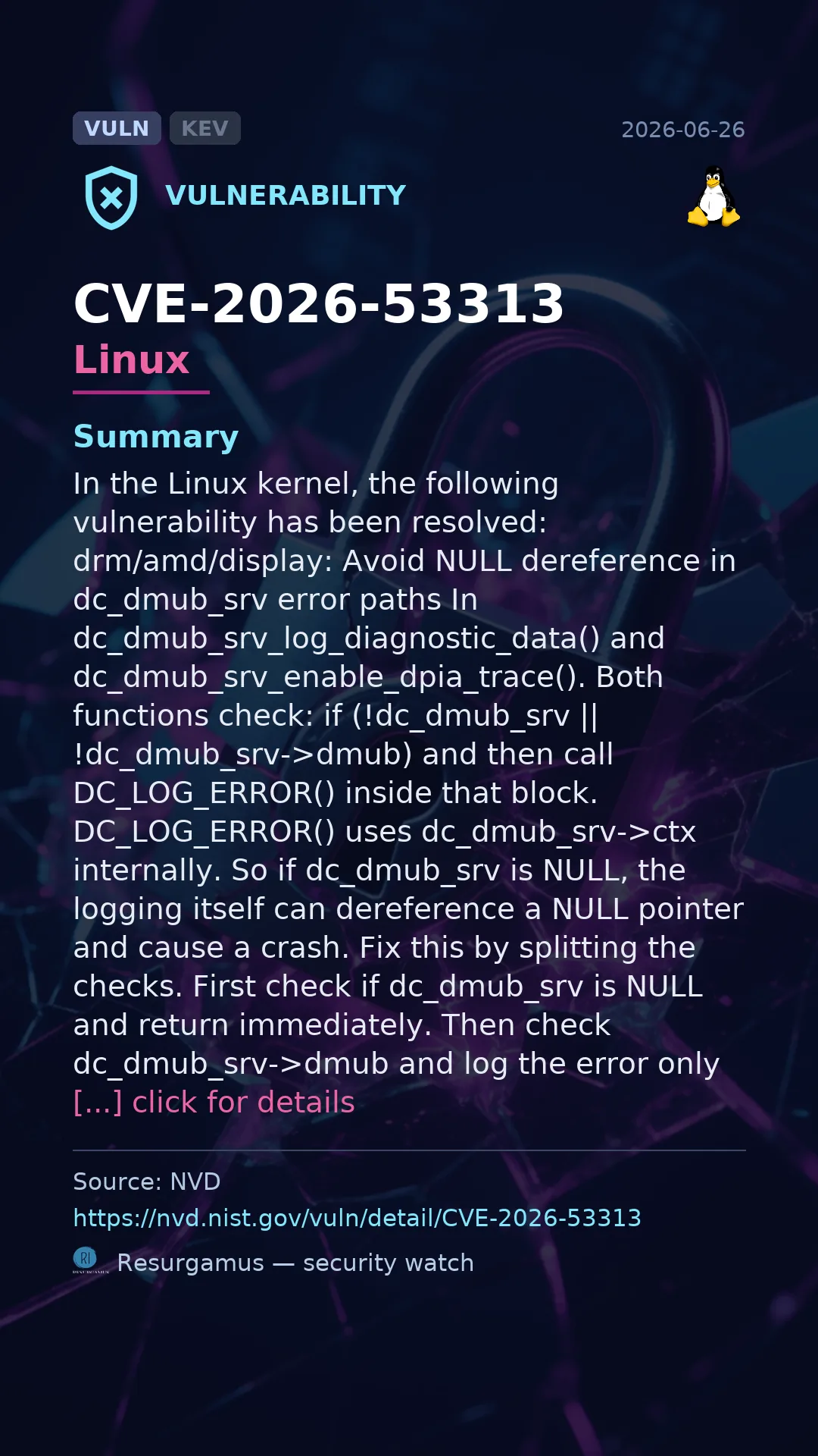 CVE-2026-53313 Linux Vulnerability