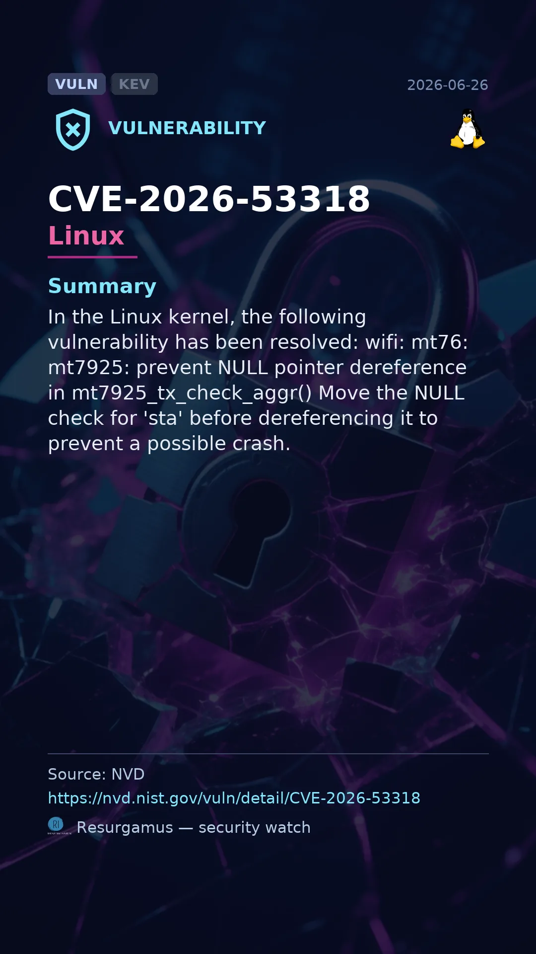 CVE-2026-53318 Linux Vulnerability