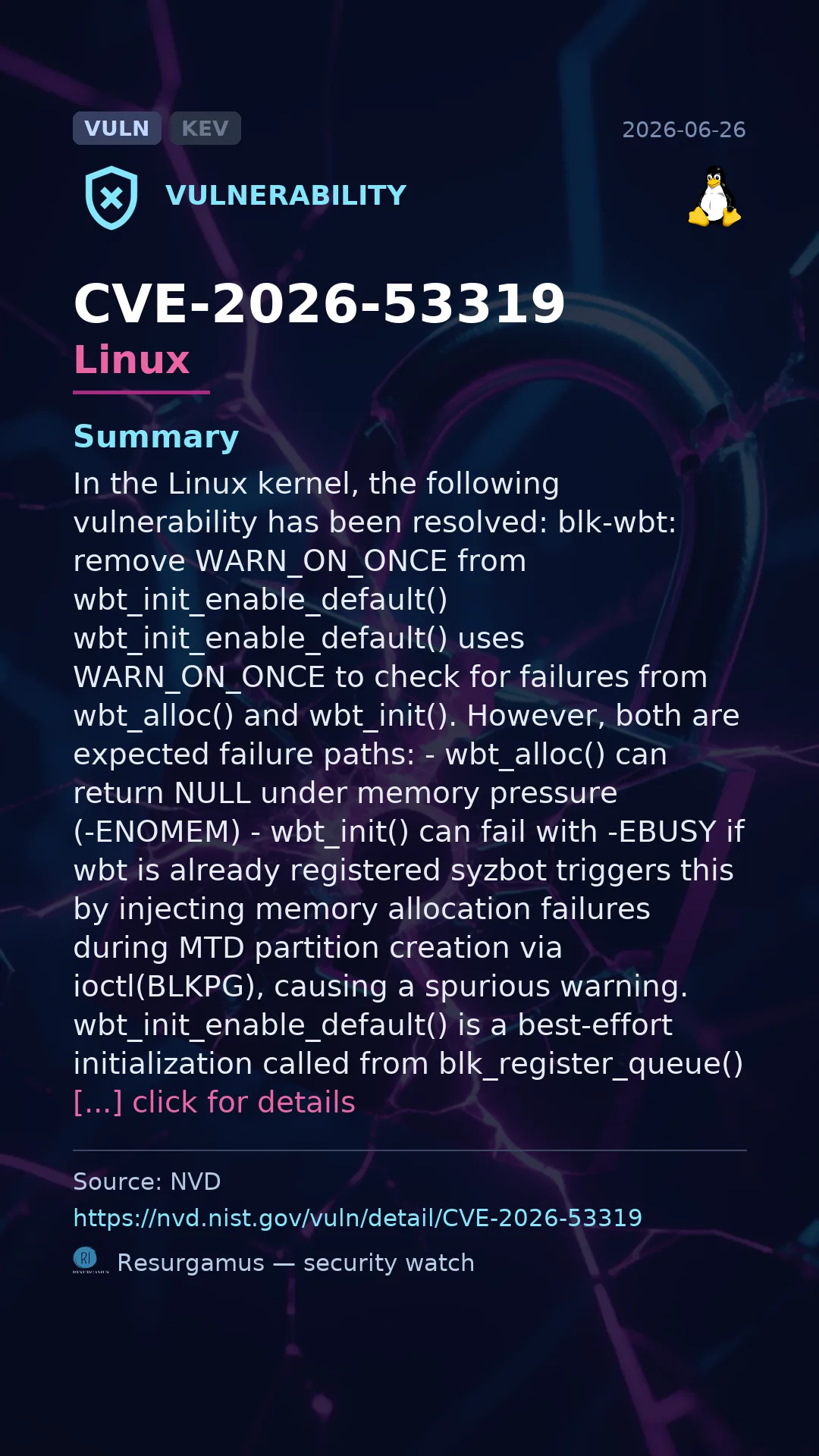 CVE-2026-53319 Linux Vulnerability