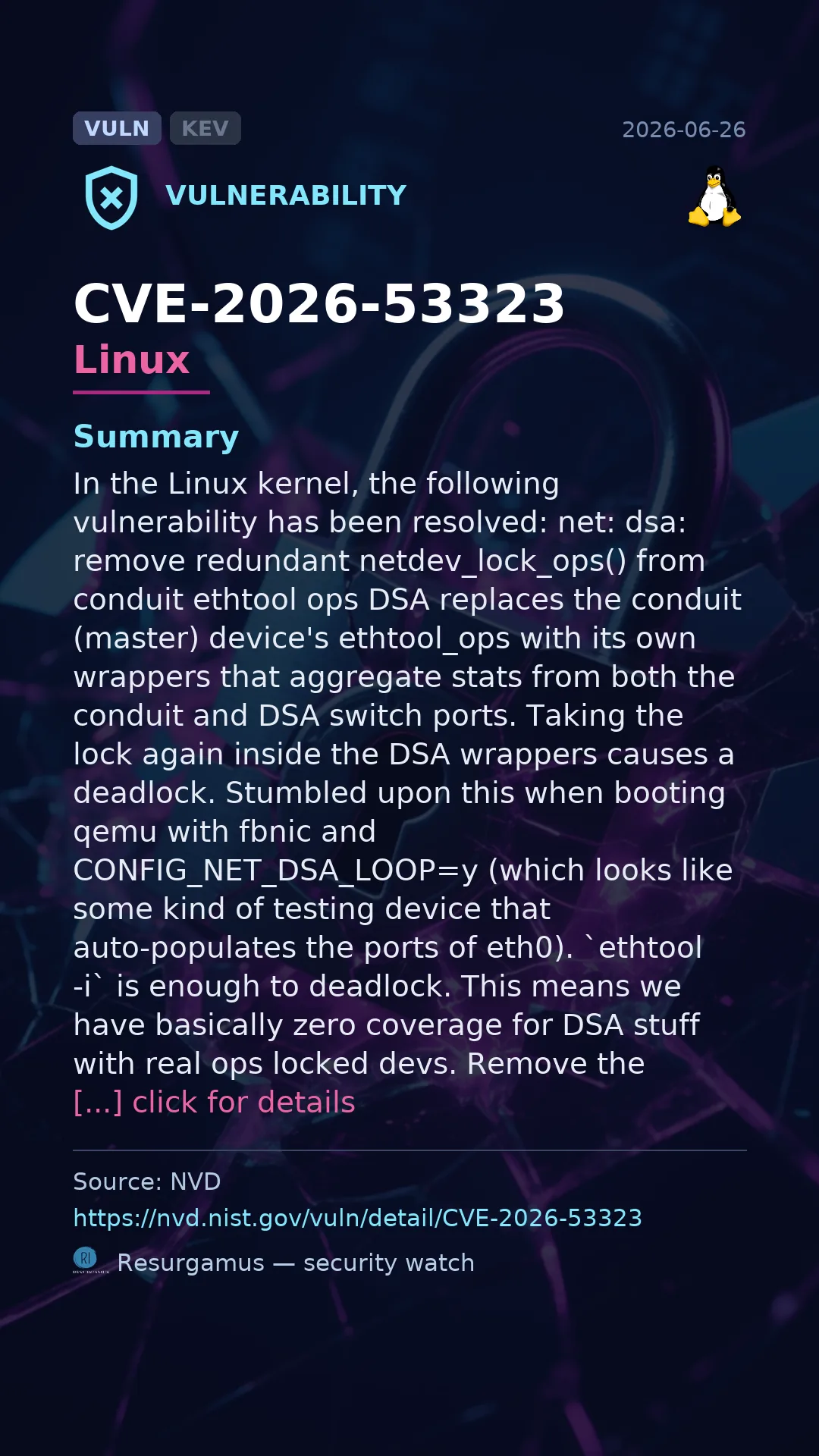 CVE-2026-53323 Linux Vulnerability