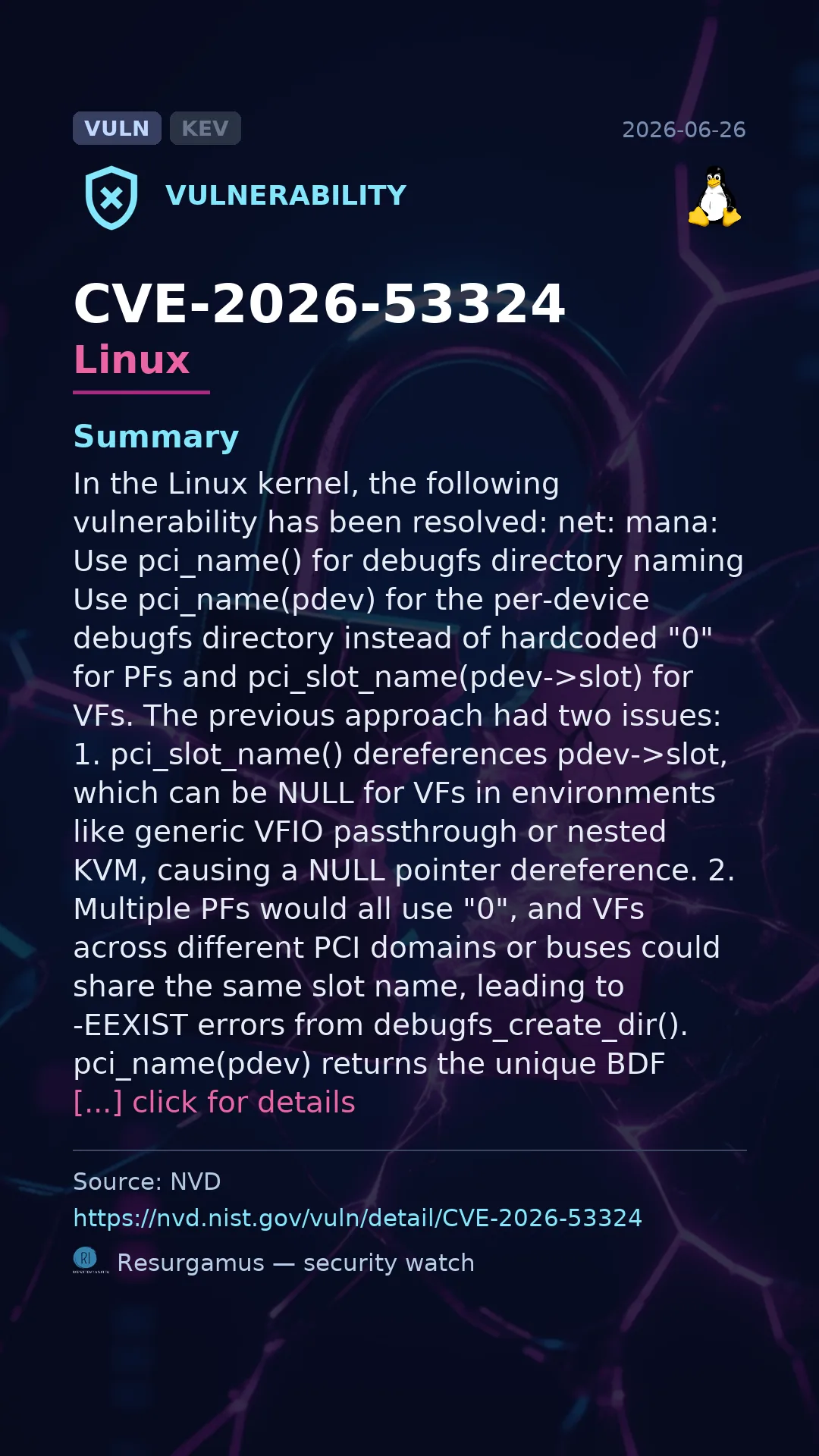 CVE-2026-53324 Linux Vulnerability