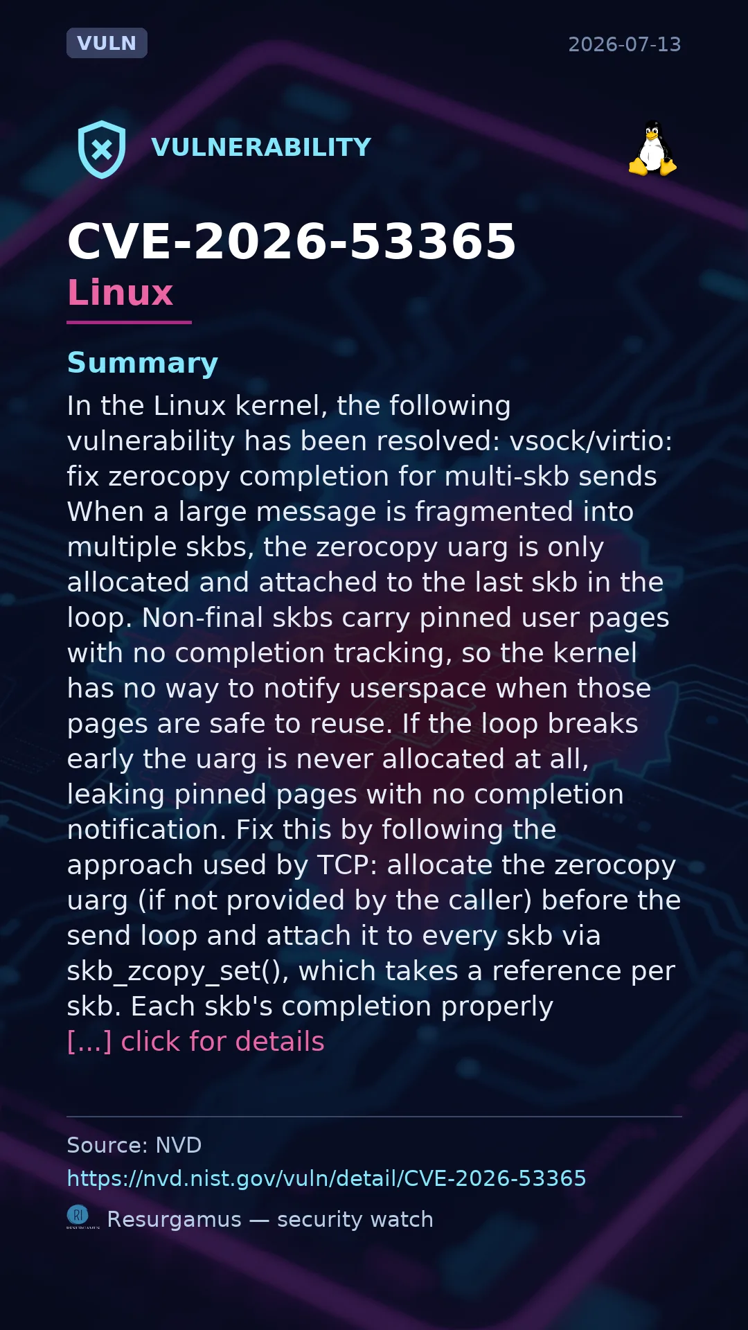 CVE-2026-53365 Linux Vulnerability