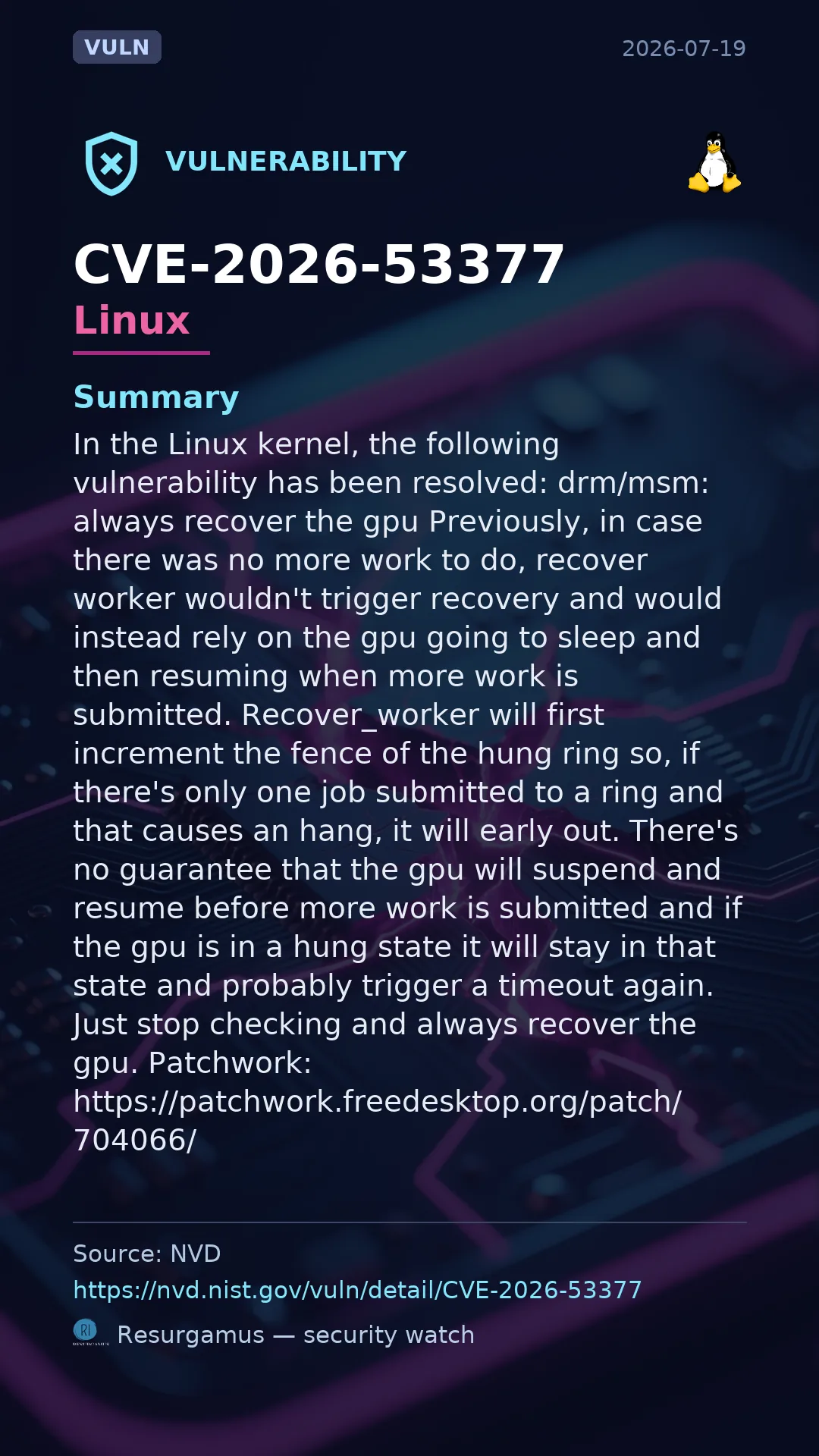 CVE-2026-53377 Linux Vulnerability