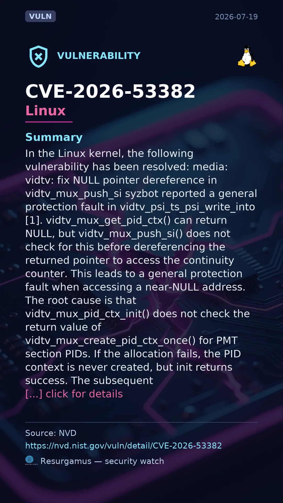 CVE-2026-53382 Linux Vulnerability