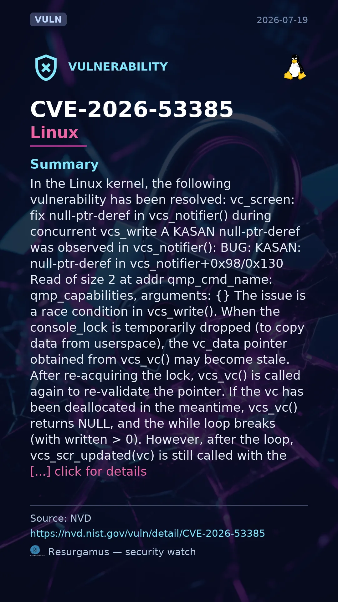 CVE-2026-53385 Linux Vulnerability
