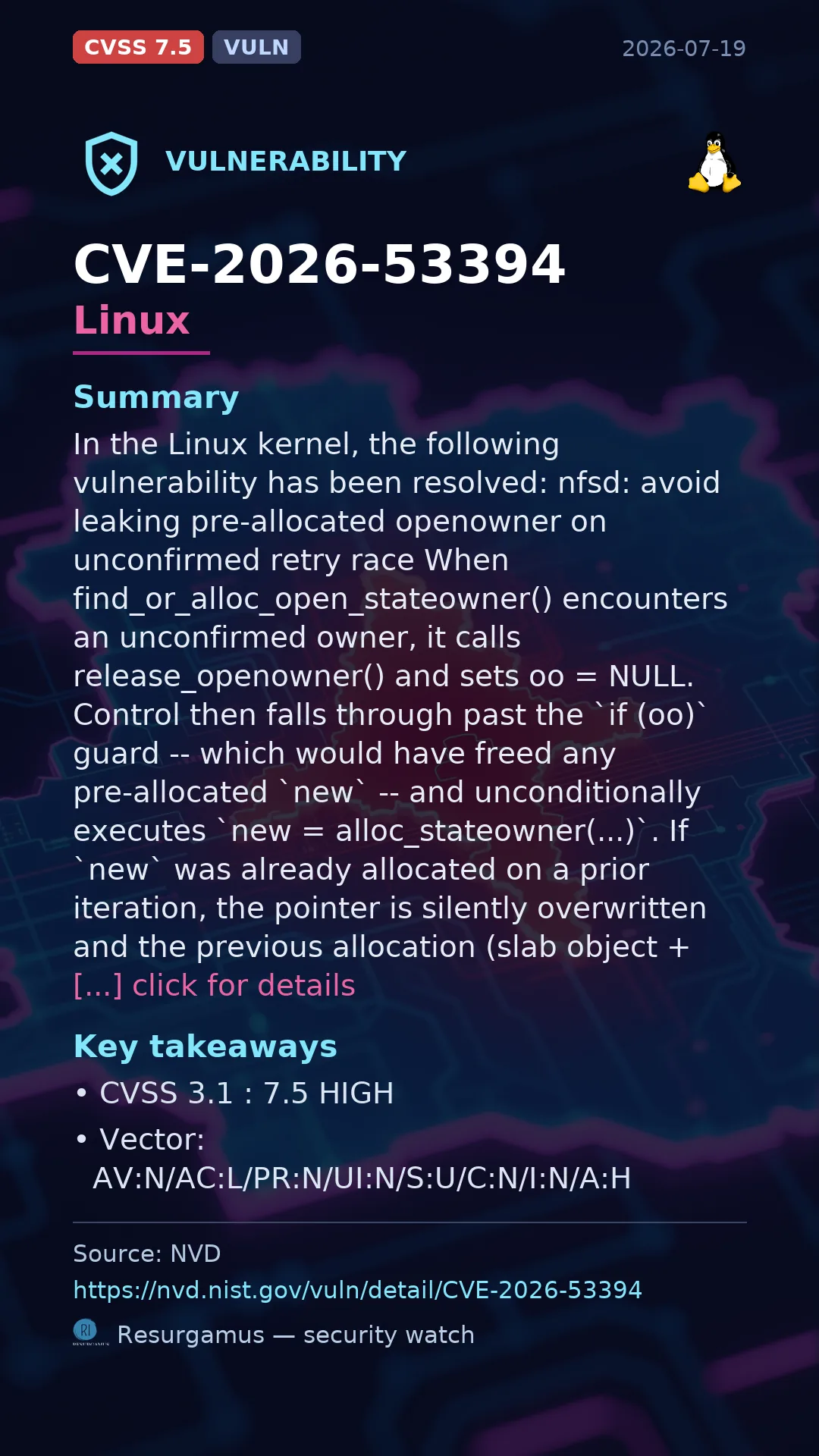 CVE-2026-53394 Linux Vulnerability