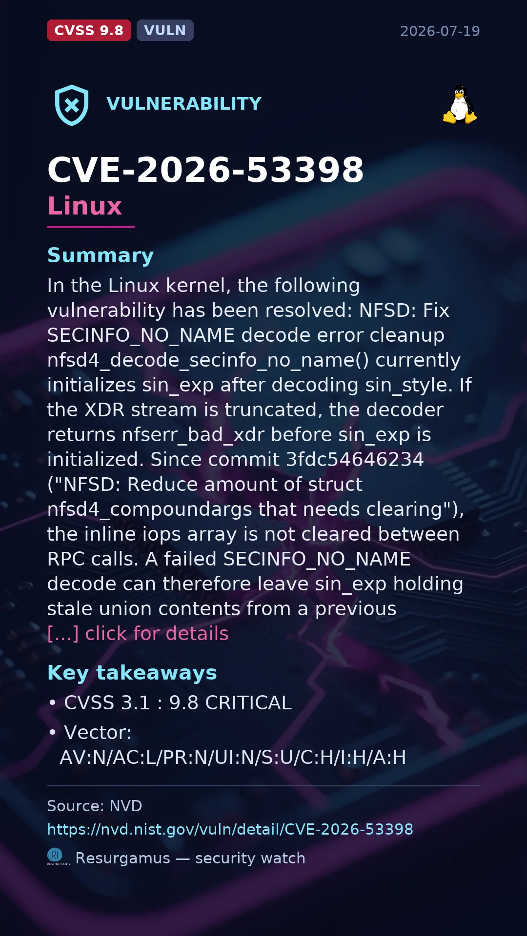 CVE-2026-53398 Linux Vulnerability