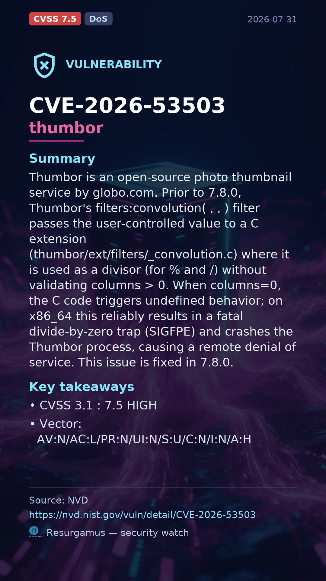 CVE-2026-53503 thumbor Vulnerability