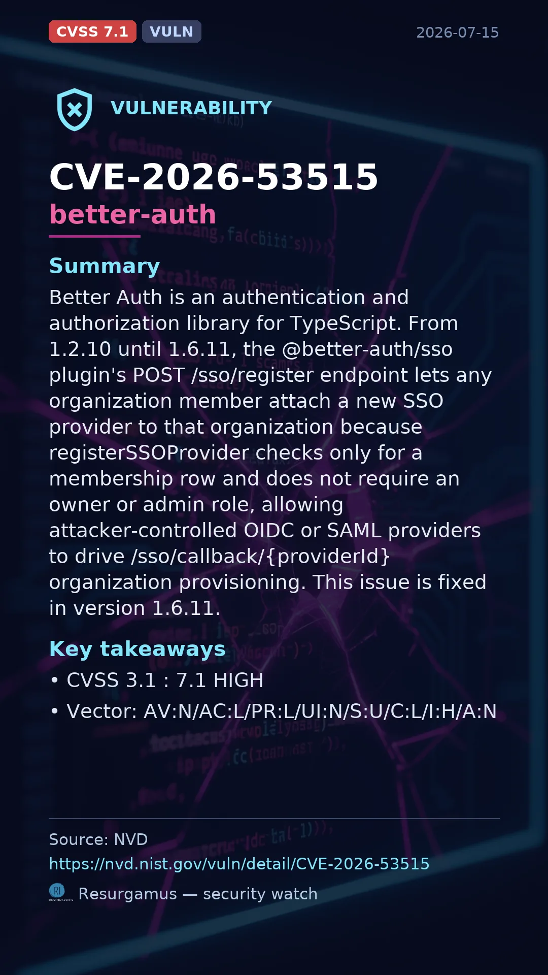 CVE-2026-53515 better-auth Vulnerability