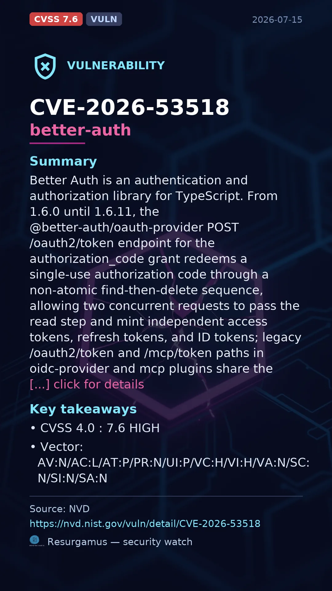 CVE-2026-53518 better-auth Vulnerability