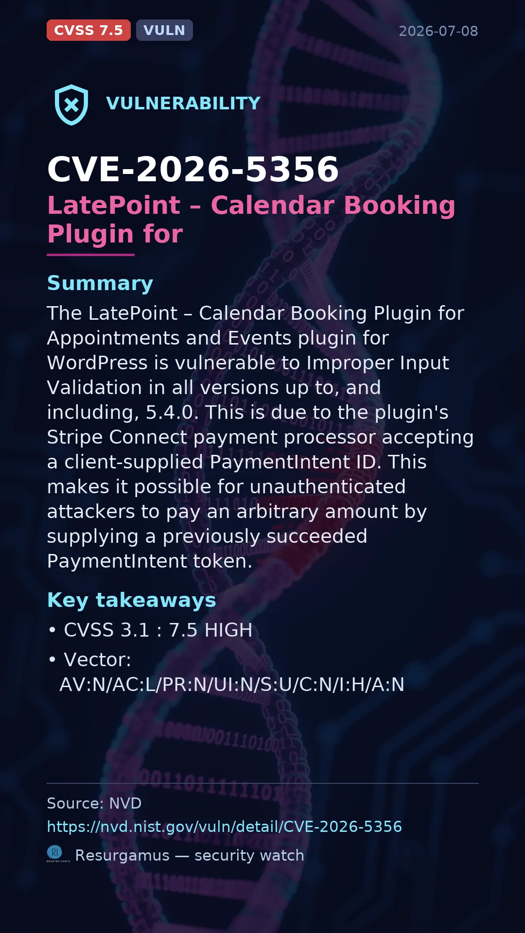 CVE-2026-5356 LatePoint – Calendar Booking Plugin for  Vulnerability