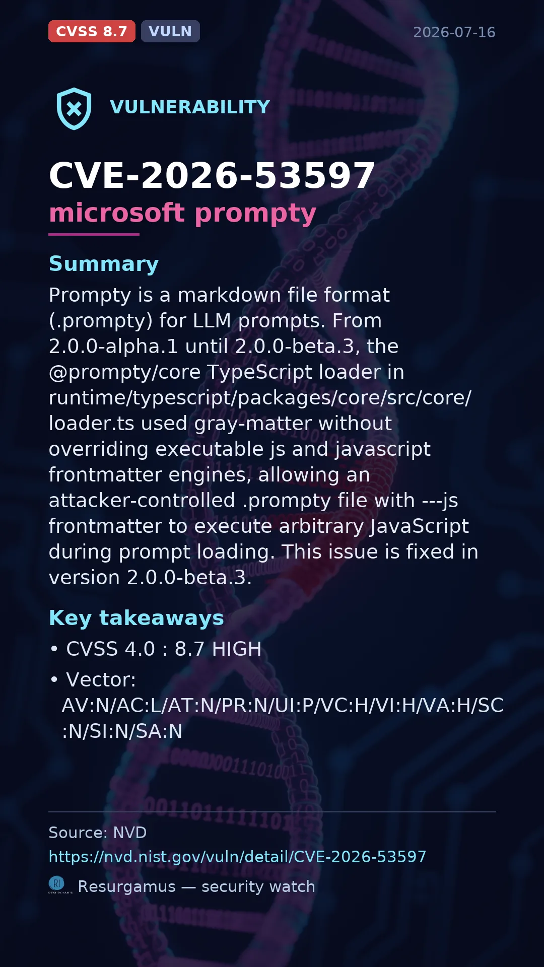 CVE-2026-53597 microsoft prompty Vulnerability
