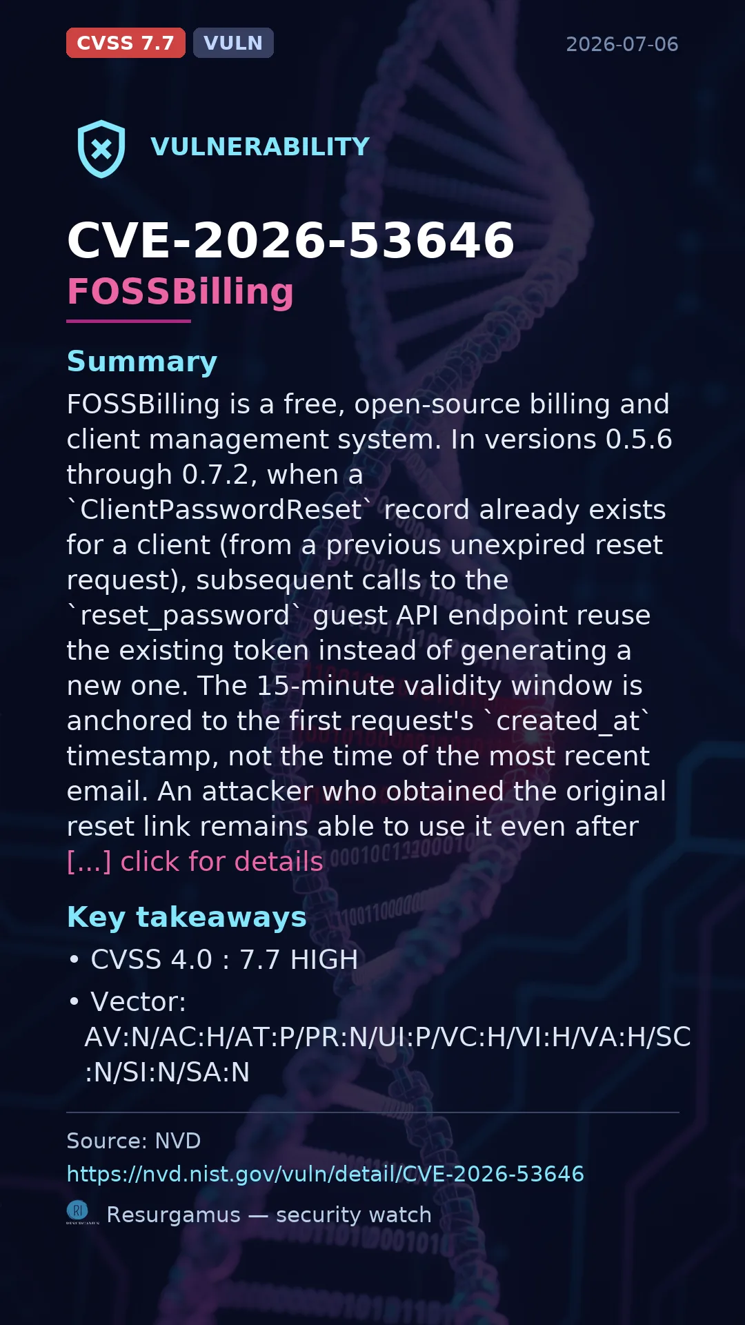 CVE-2026-53646 FOSSBilling Vulnerability