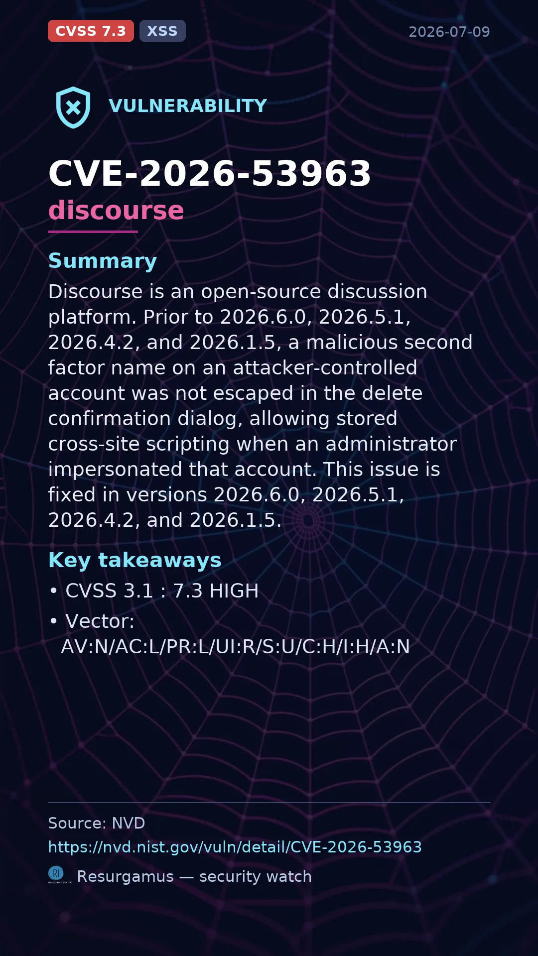 CVE-2026-53963 discourse Vulnerability