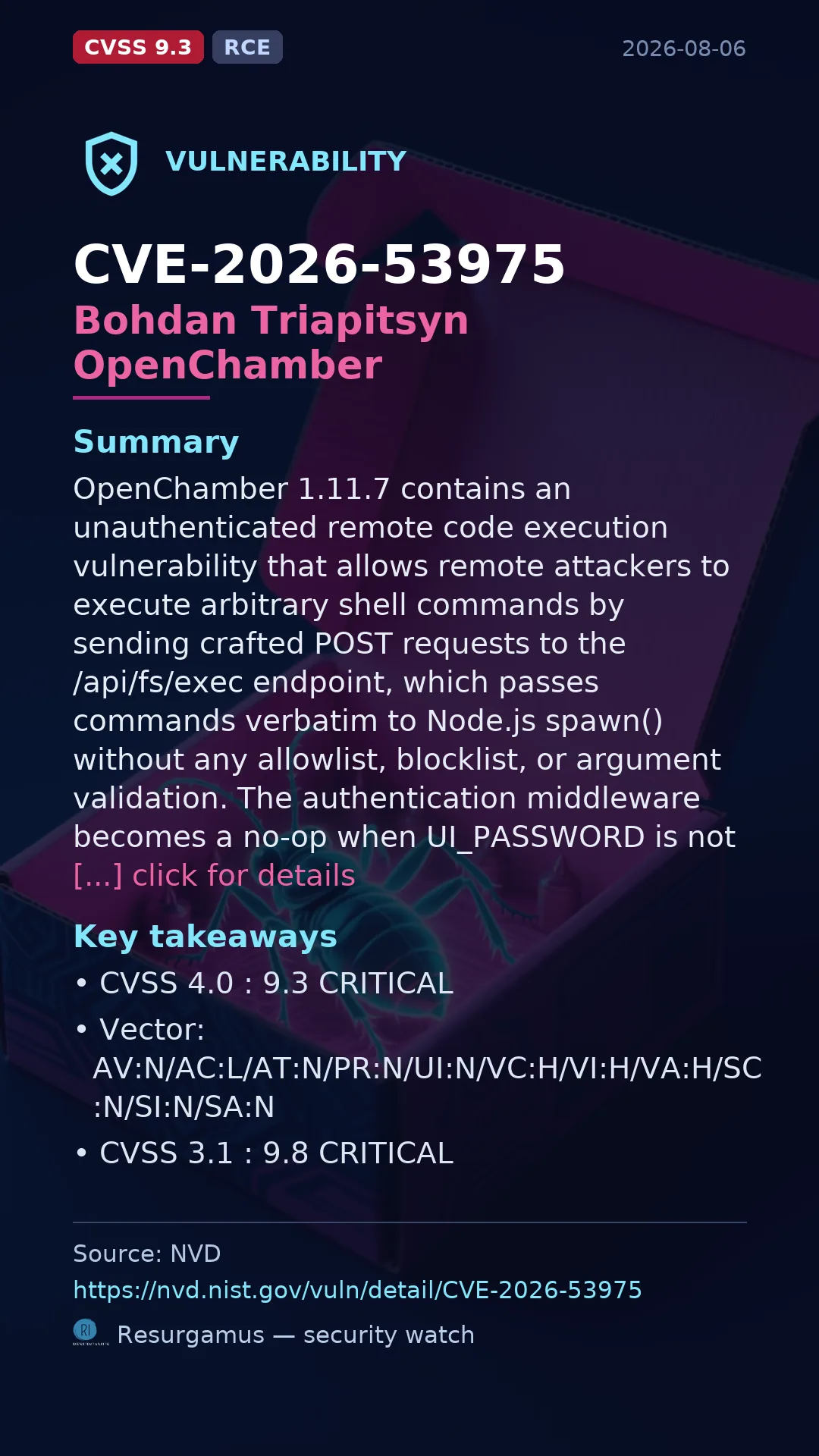 CVE-2026-53975 Bohdan Triapitsyn OpenChamber Vulnerability