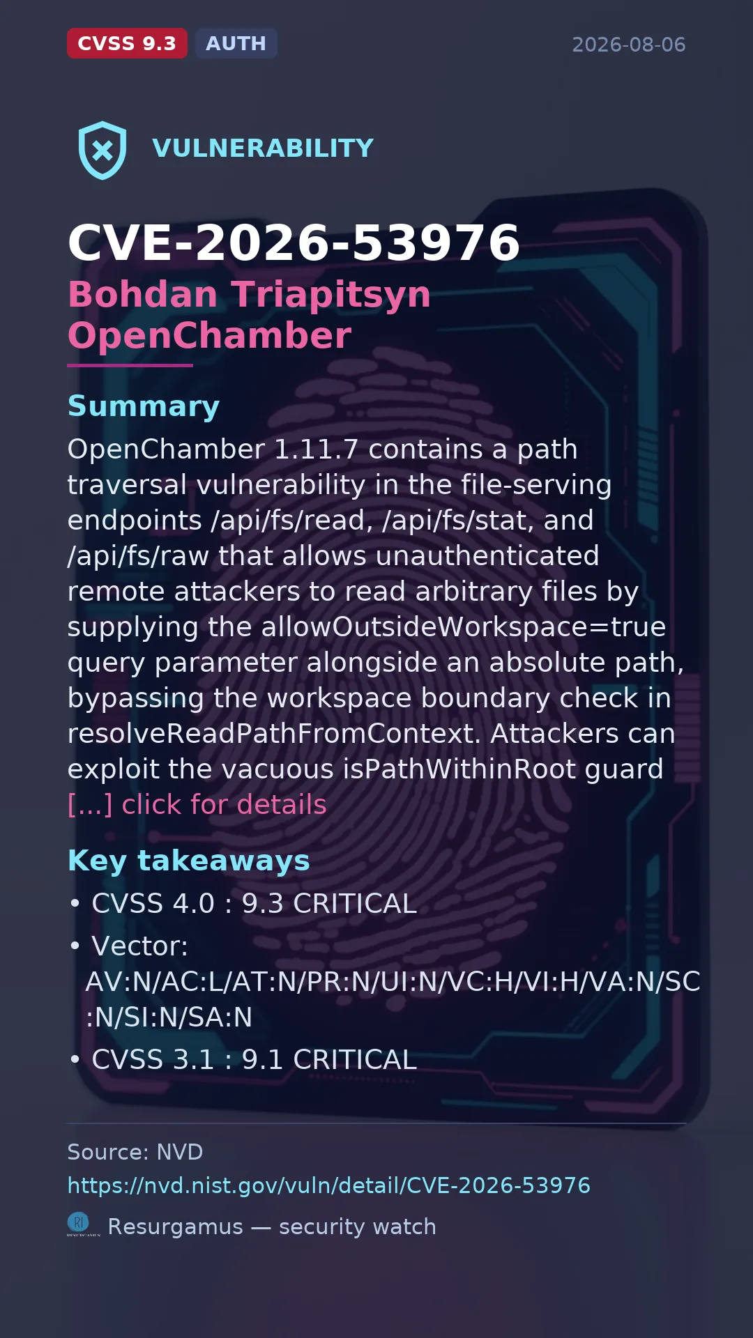 CVE-2026-53976 Bohdan Triapitsyn OpenChamber Vulnerability