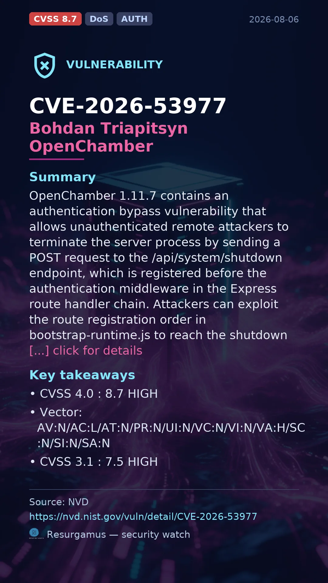 CVE-2026-53977 Bohdan Triapitsyn OpenChamber Vulnerability