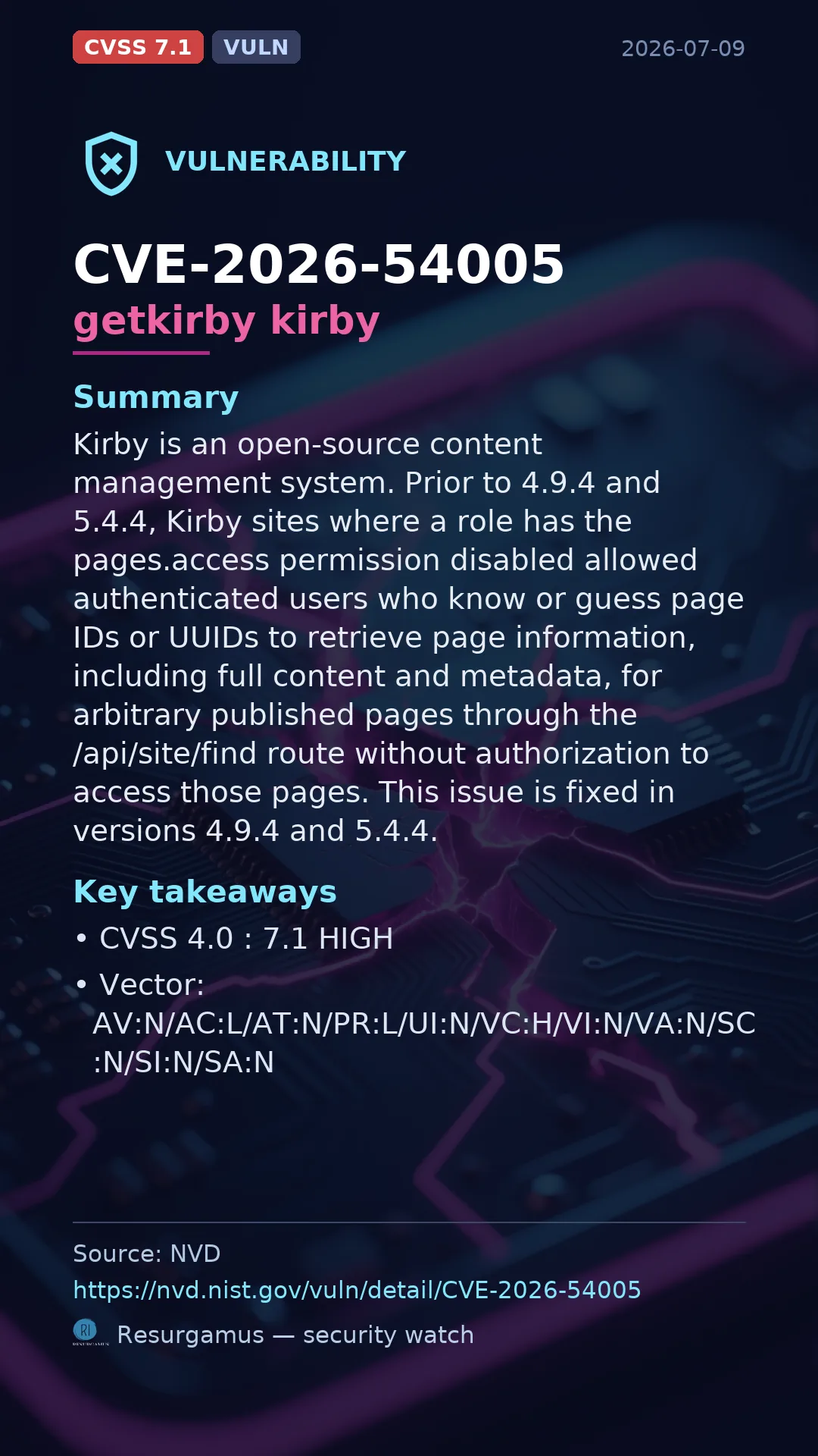CVE-2026-54005 getkirby kirby Vulnerability