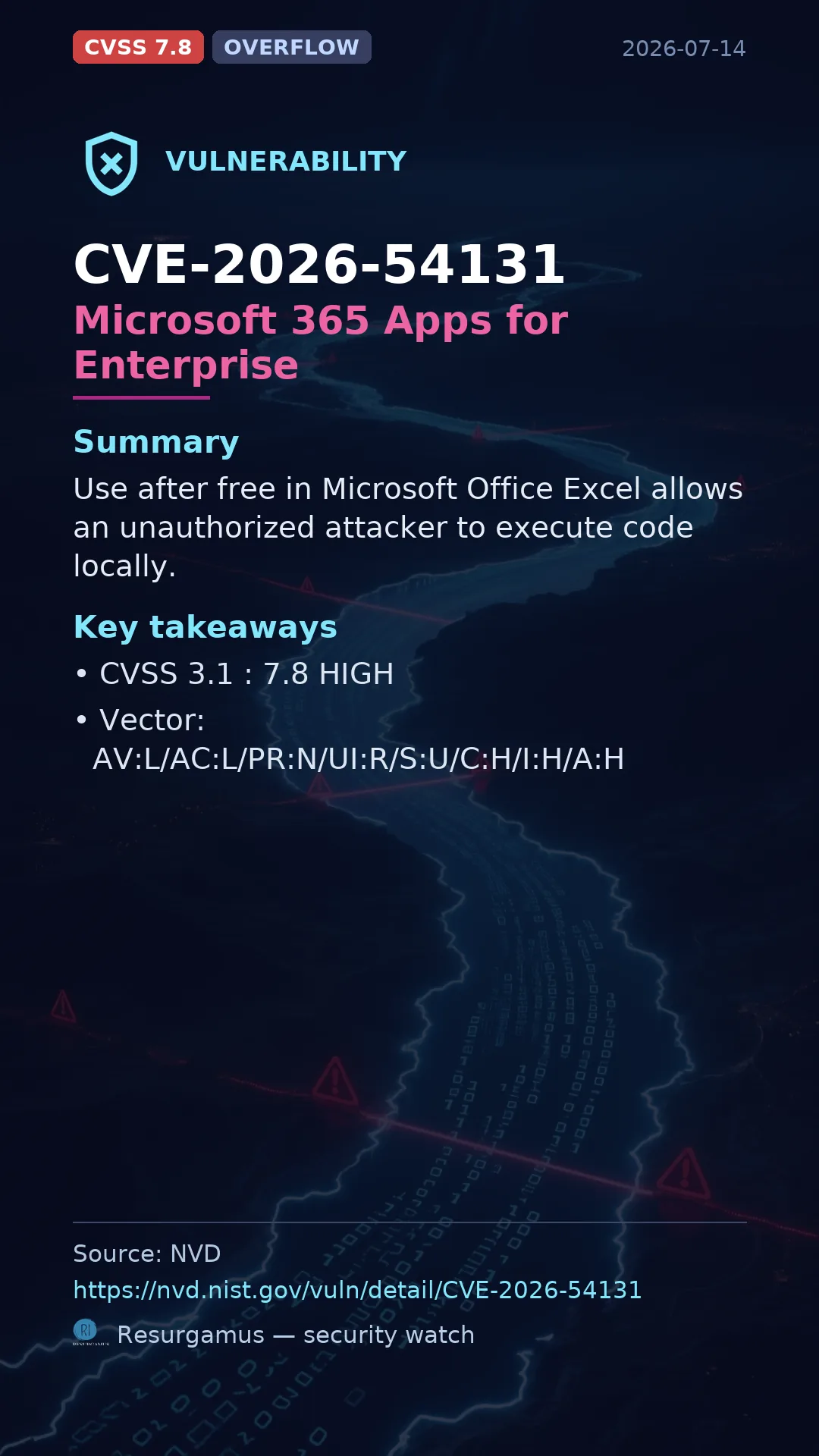 CVE-2026-54131 Microsoft 365 Apps for Enterprise Vulnerability