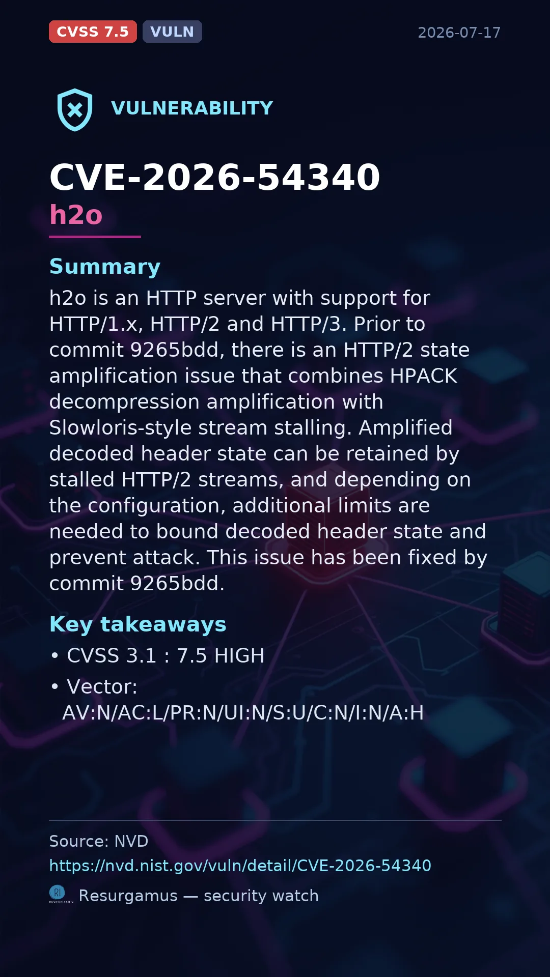 CVE-2026-54340 h2o Vulnerability