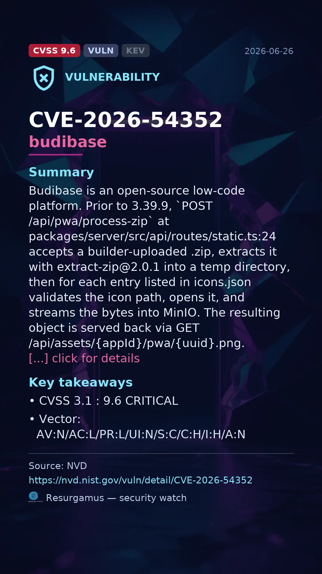 CVE-2026-54352 budibase Vulnerability