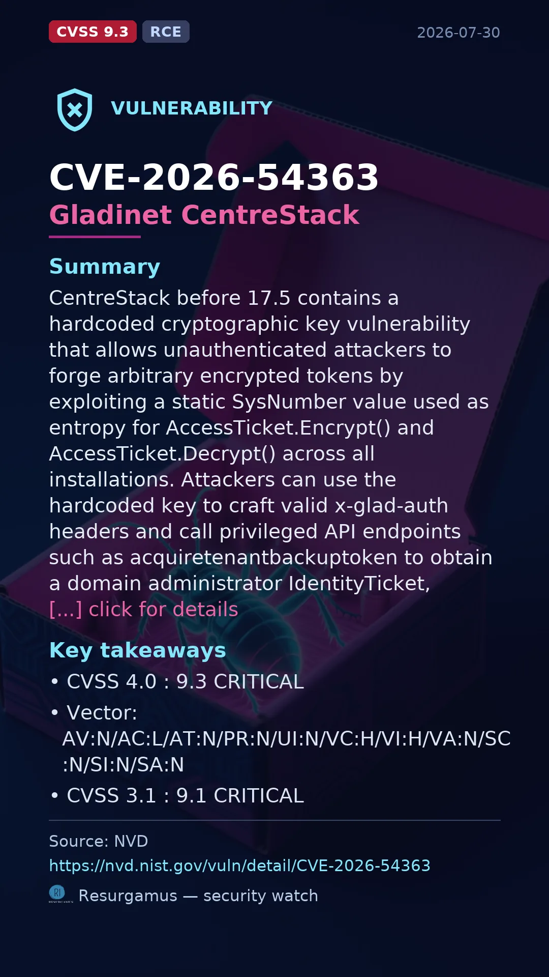 CVE-2026-54363 Gladinet CentreStack Vulnerability