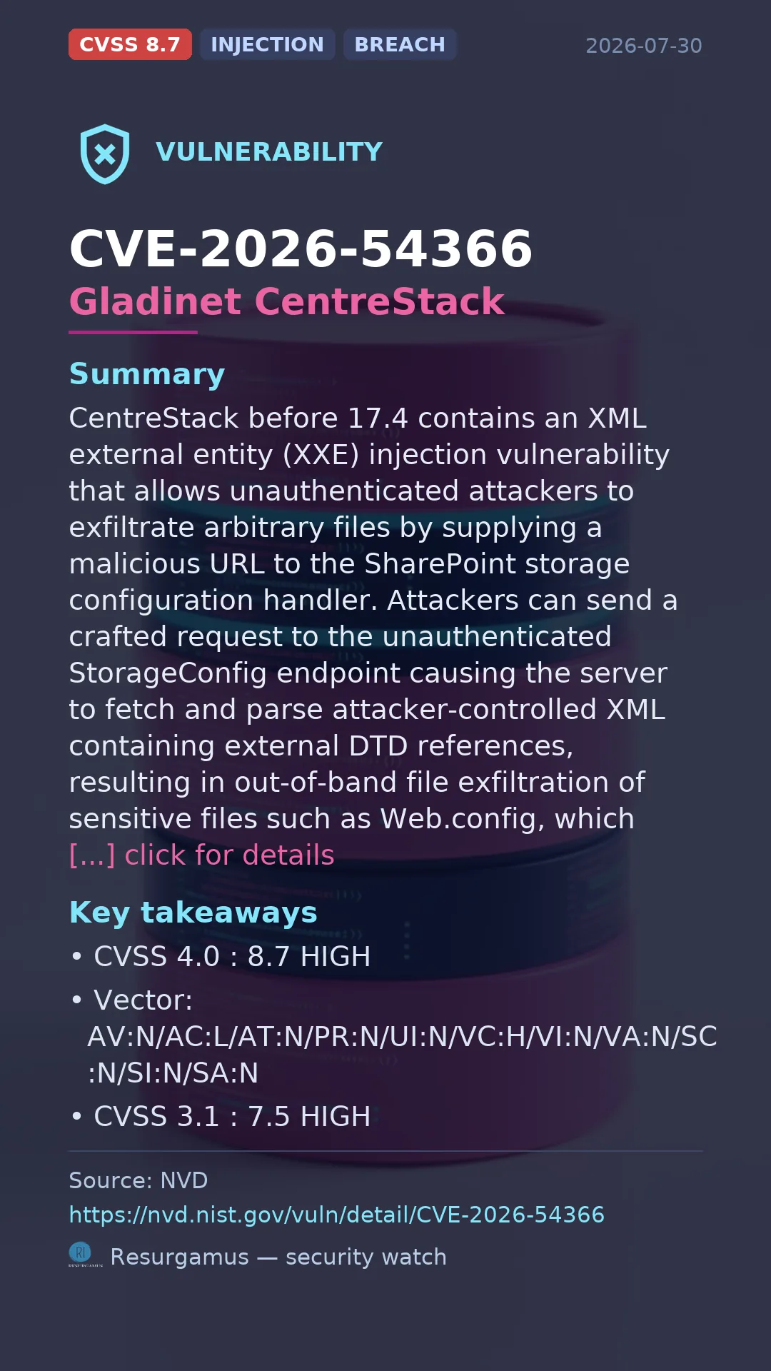 CVE-2026-54366 Gladinet CentreStack Vulnerability