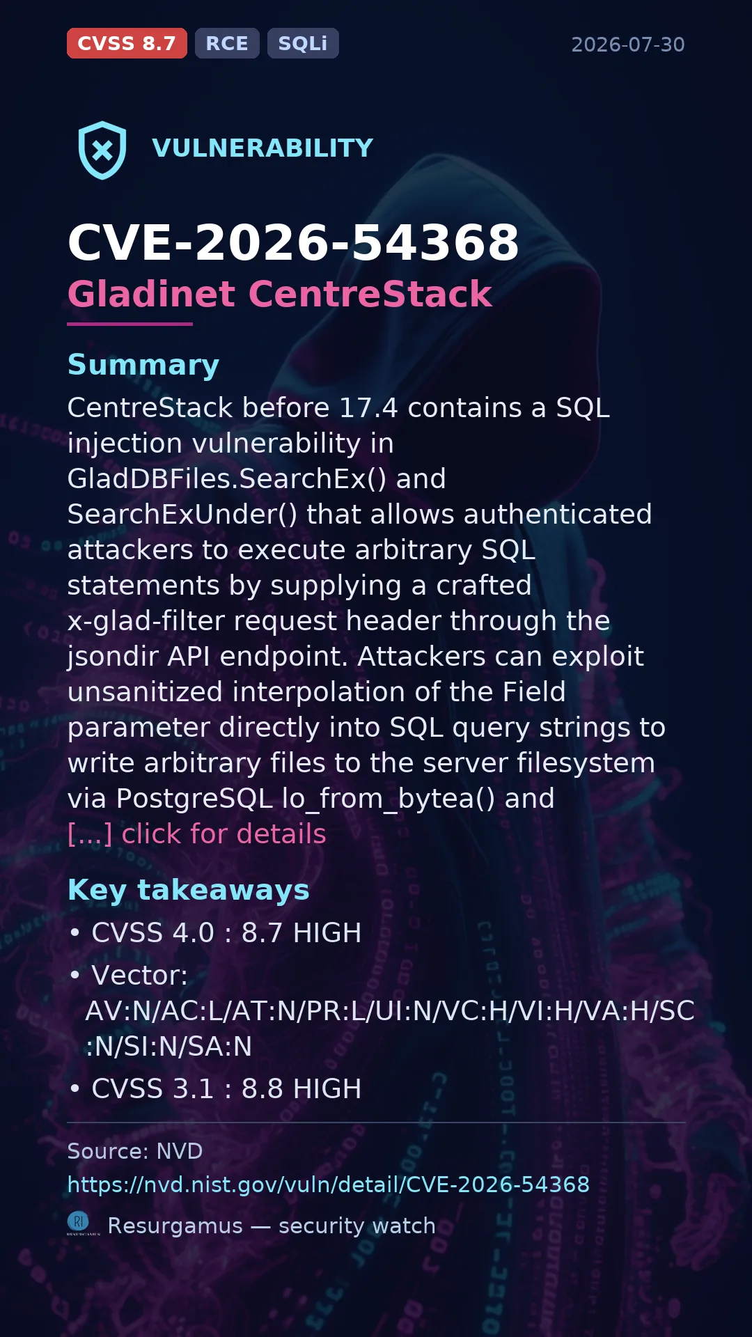CVE-2026-54368 Gladinet CentreStack Vulnerability