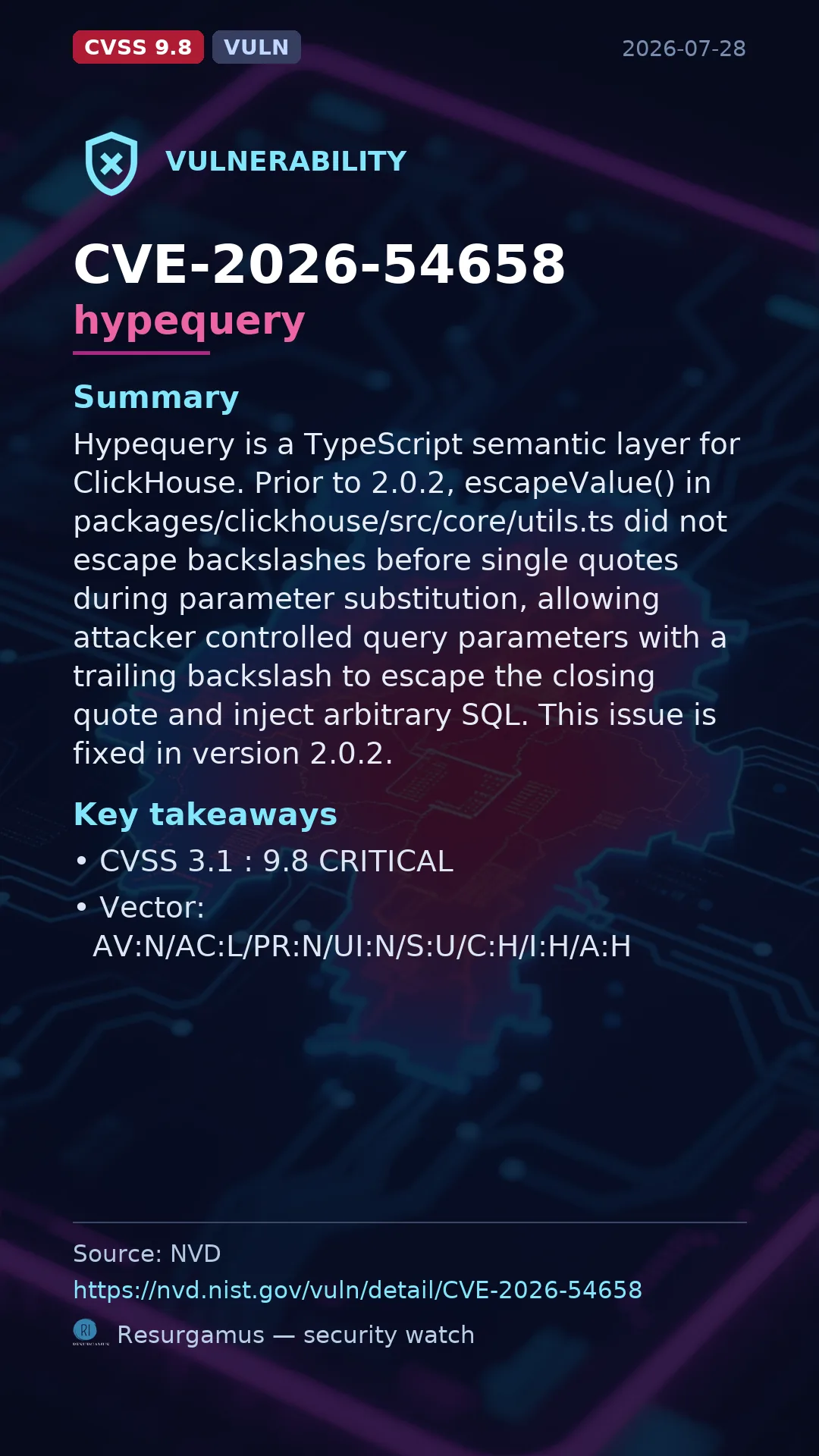CVE-2026-54658 hypequery Vulnerability