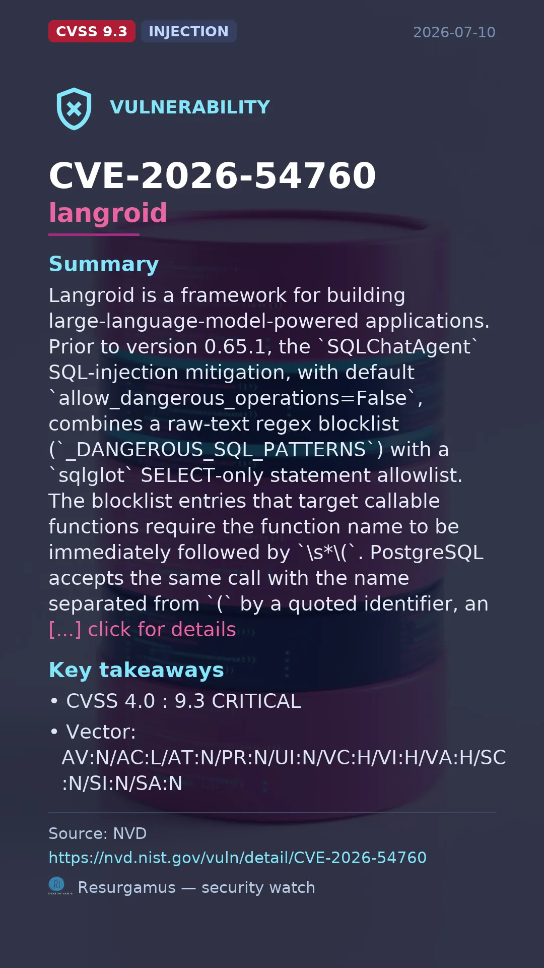 CVE-2026-54760 langroid Vulnerability