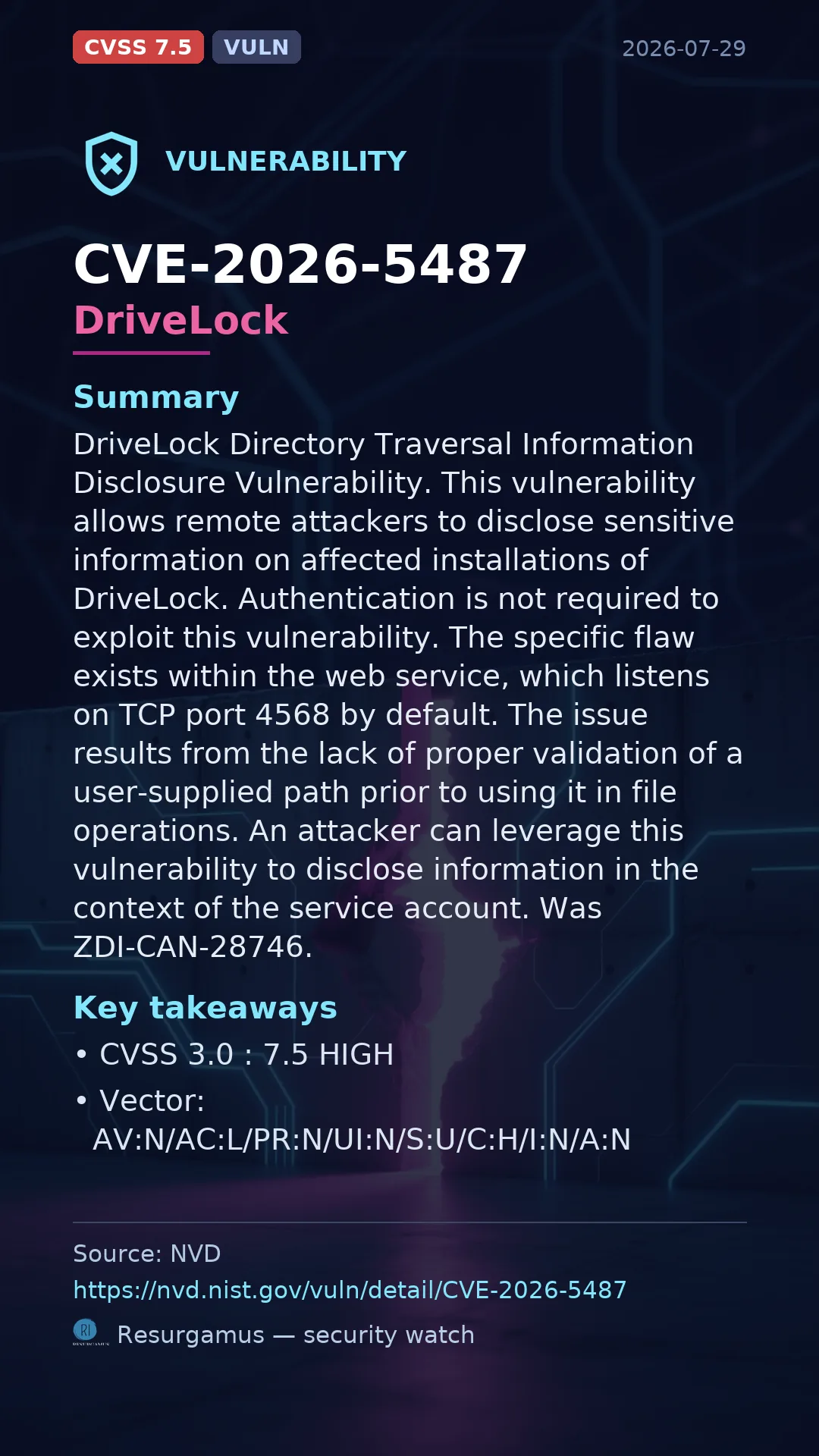 CVE-2026-5487 DriveLock Vulnerability