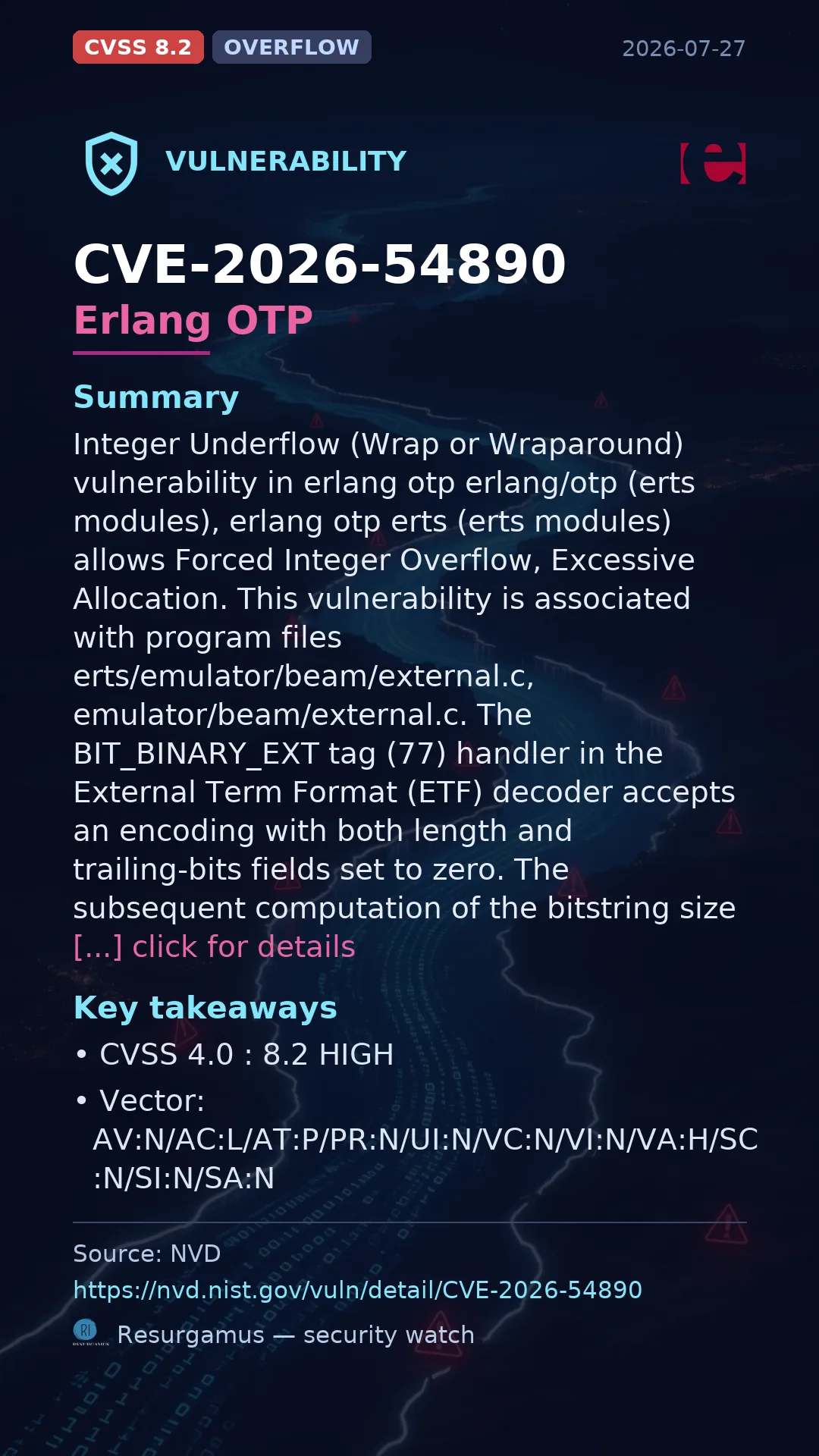 CVE-2026-54890 Erlang OTP Vulnerability