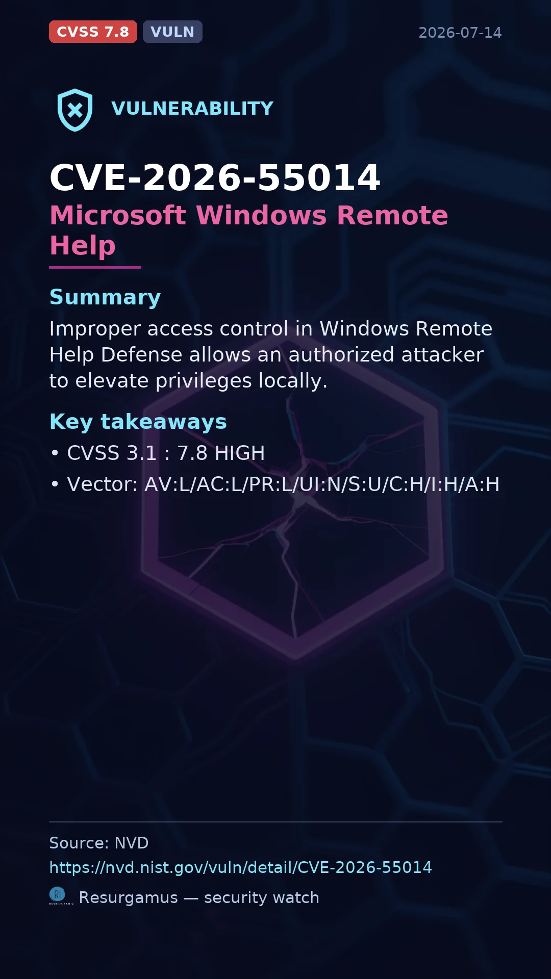 CVE-2026-55014 Microsoft Windows Remote Help Vulnerability