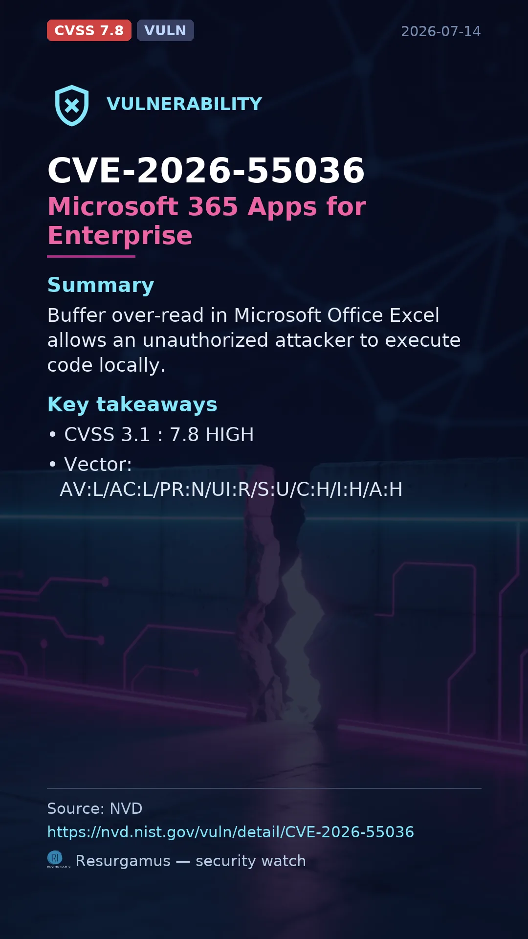 CVE-2026-55036 Microsoft 365 Apps for Enterprise Vulnerability