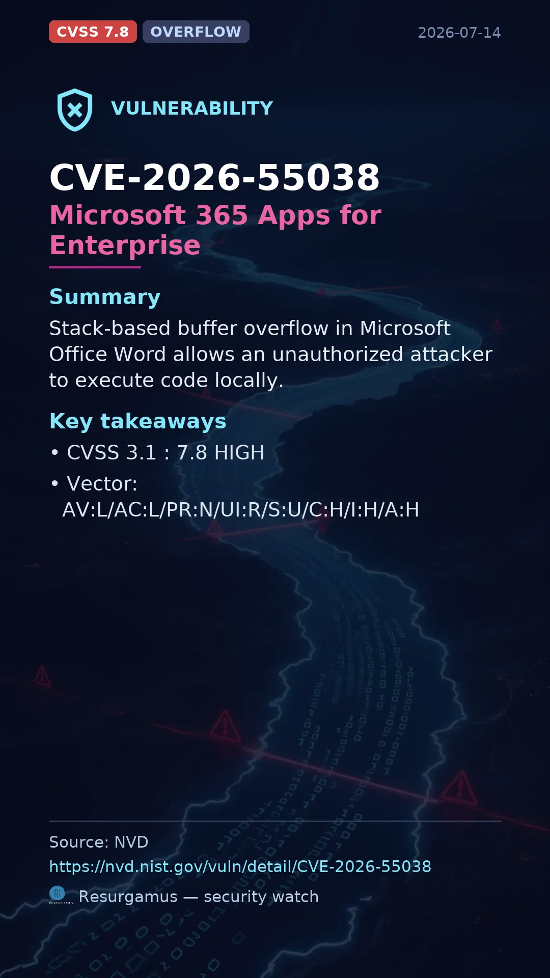 CVE-2026-55038 Microsoft 365 Apps for Enterprise Vulnerability