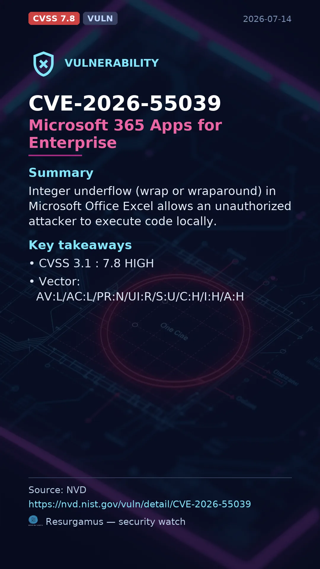 CVE-2026-55039 Microsoft 365 Apps for Enterprise Vulnerability