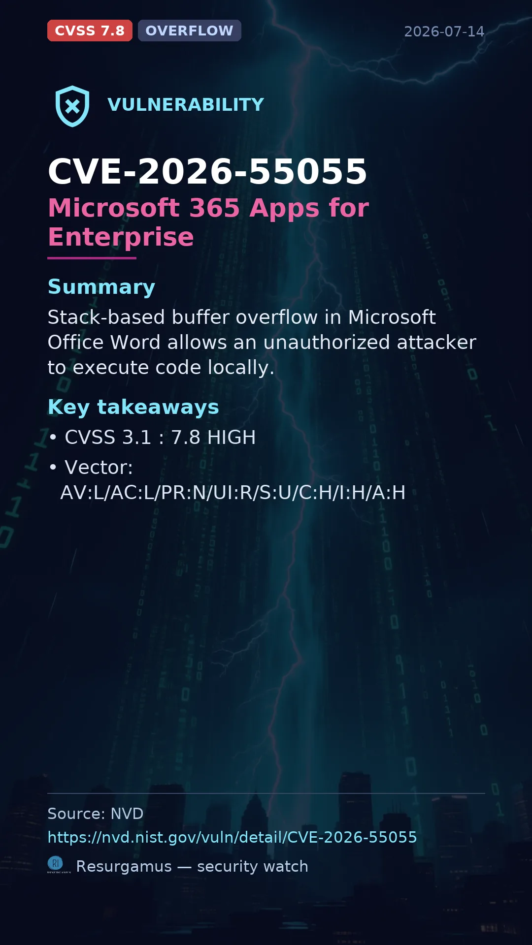 CVE-2026-55055 Microsoft 365 Apps for Enterprise Vulnerability