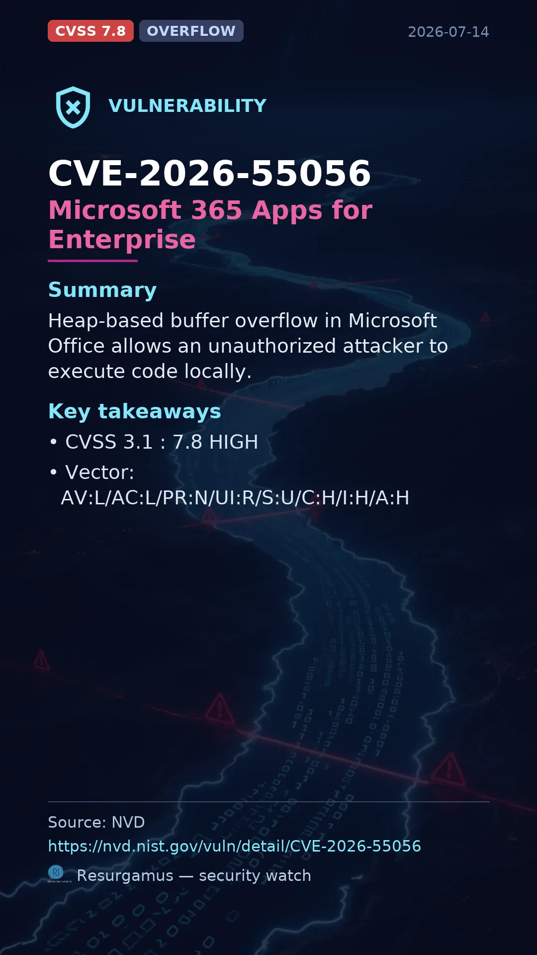 CVE-2026-55056 Microsoft 365 Apps for Enterprise Vulnerability
