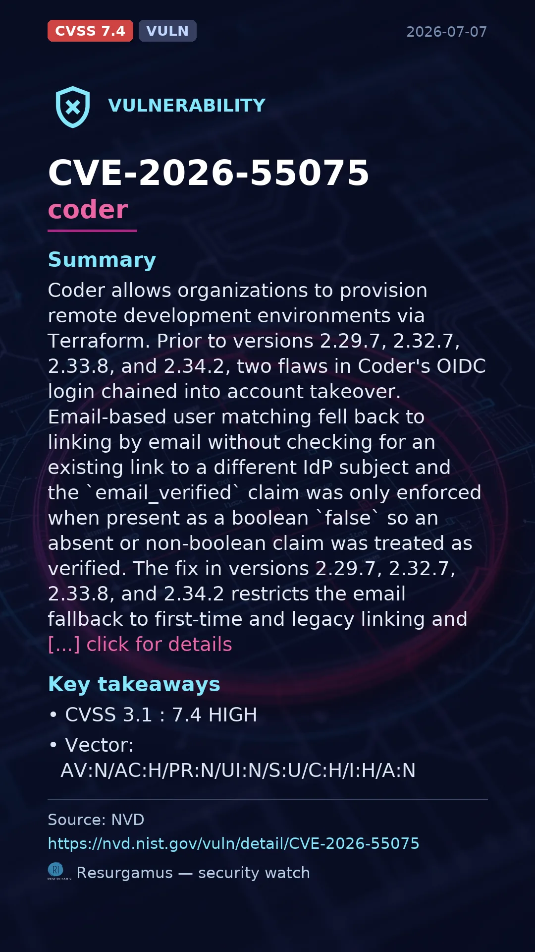 CVE-2026-55075 coder Vulnerability