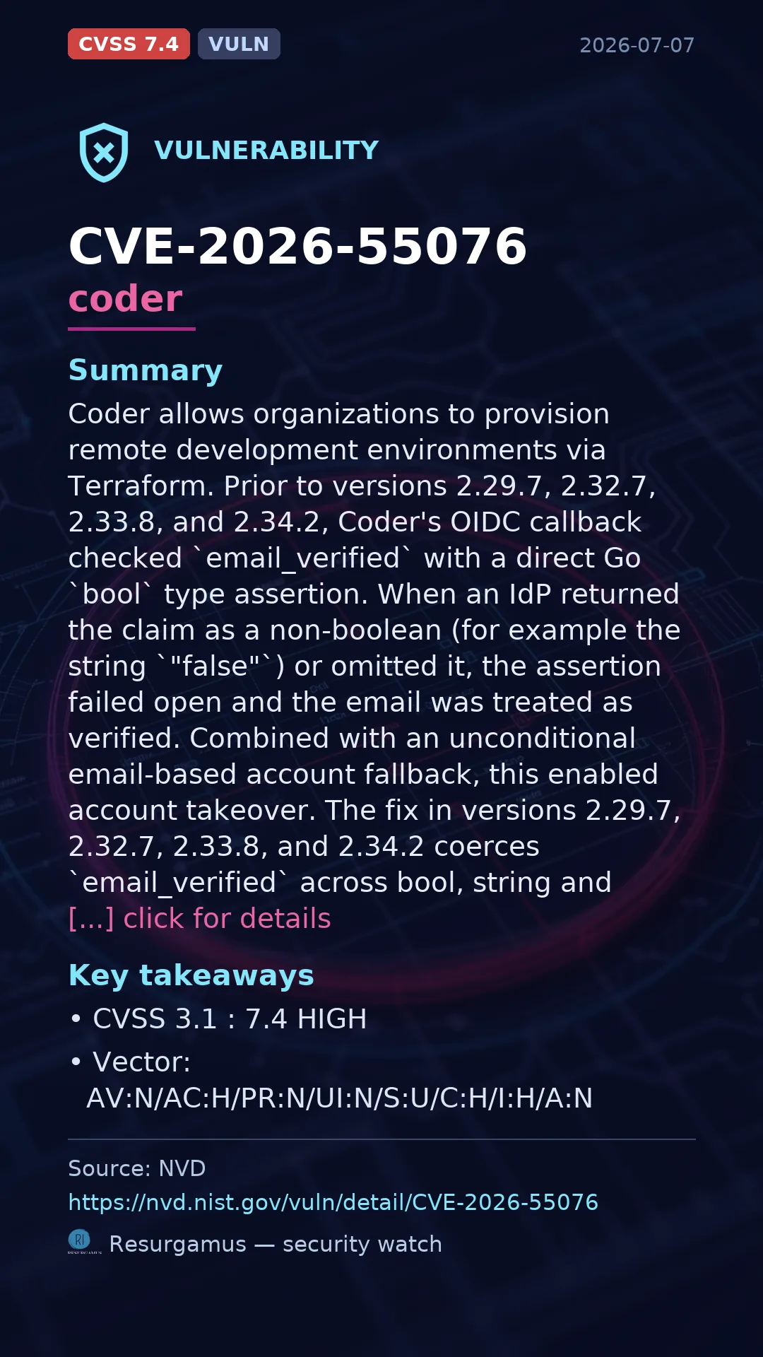 CVE-2026-55076 coder Vulnerability