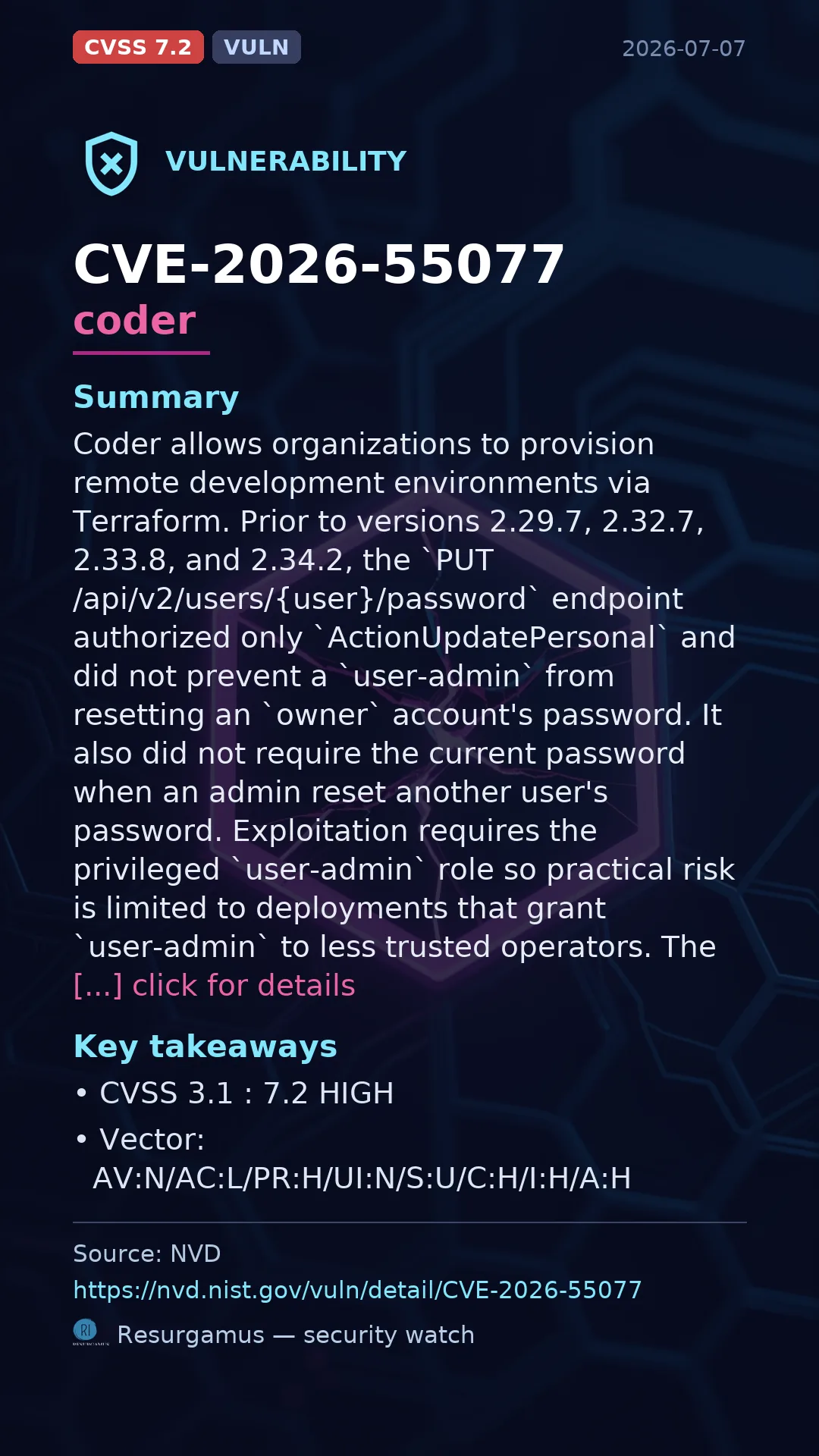 CVE-2026-55077 coder Vulnerability