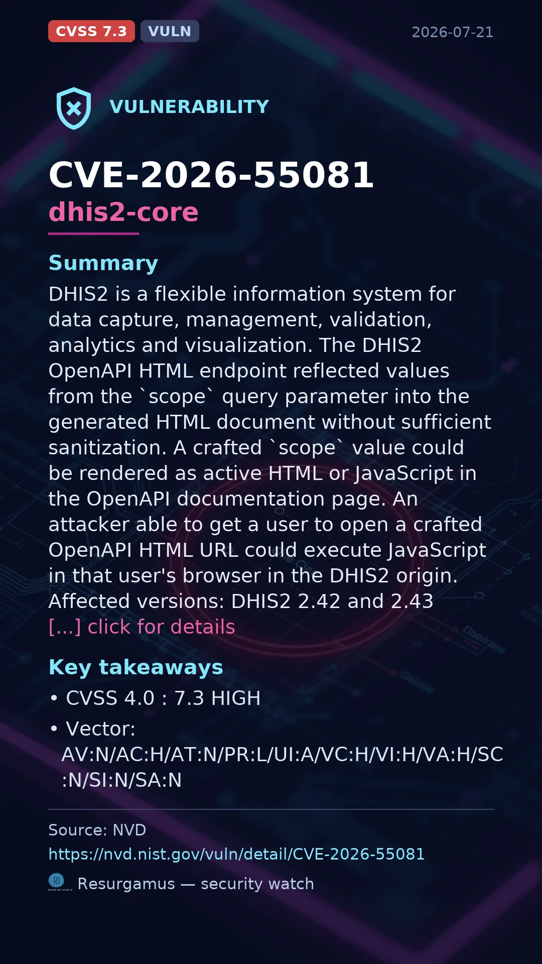 CVE-2026-55081 dhis2-core Vulnerability