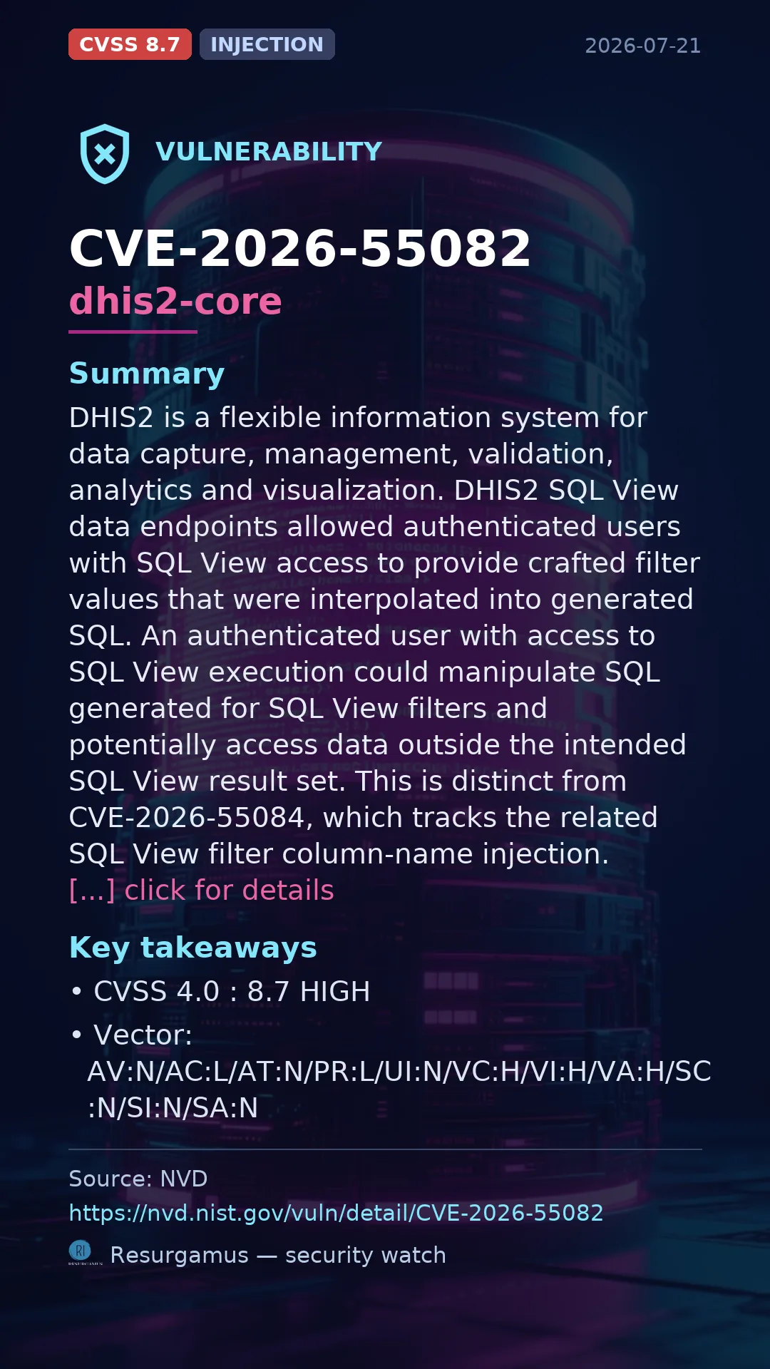 CVE-2026-55082 dhis2-core Vulnerability