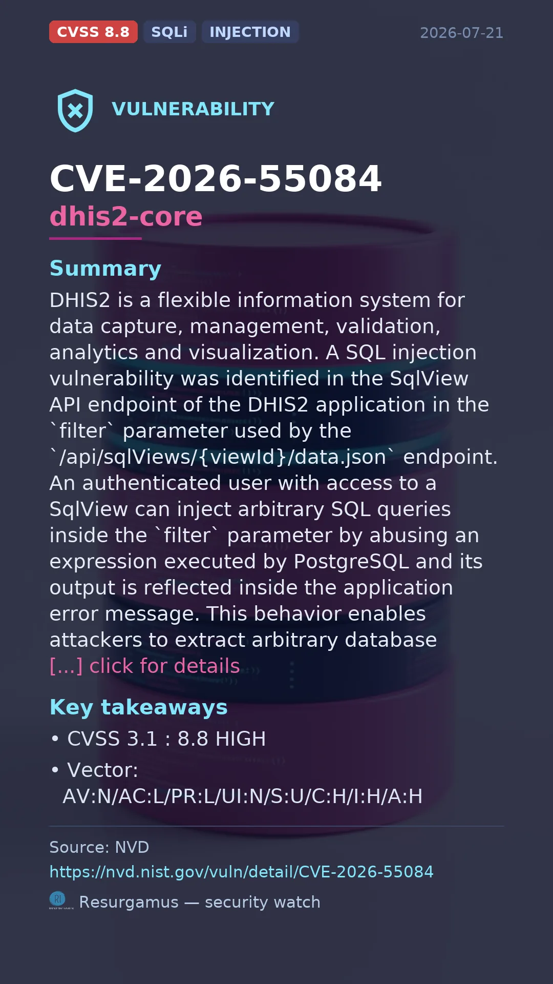 CVE-2026-55084 dhis2-core Vulnerability