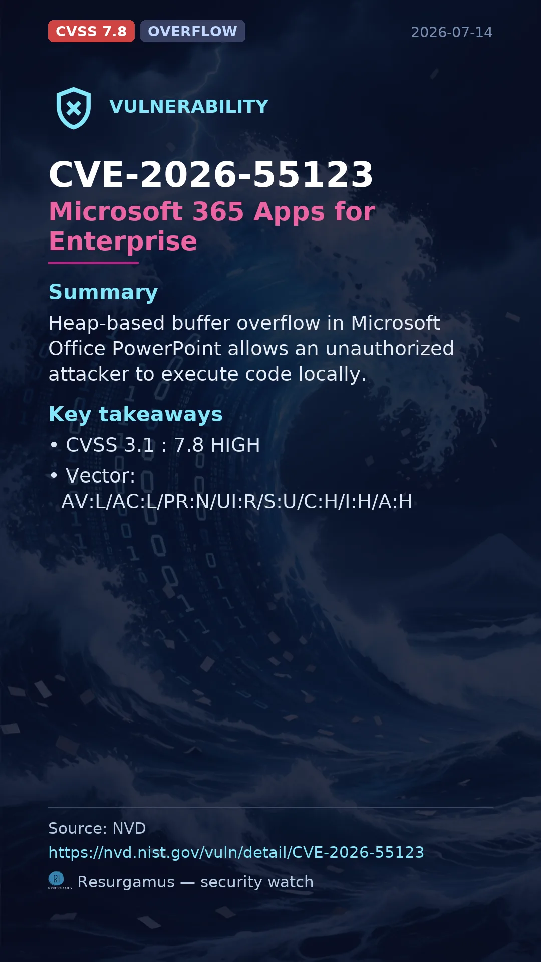 CVE-2026-55123 Microsoft 365 Apps for Enterprise Vulnerability