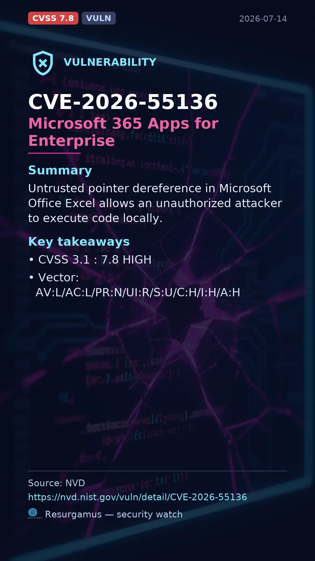 CVE-2026-55136 Microsoft 365 Apps for Enterprise Vulnerability